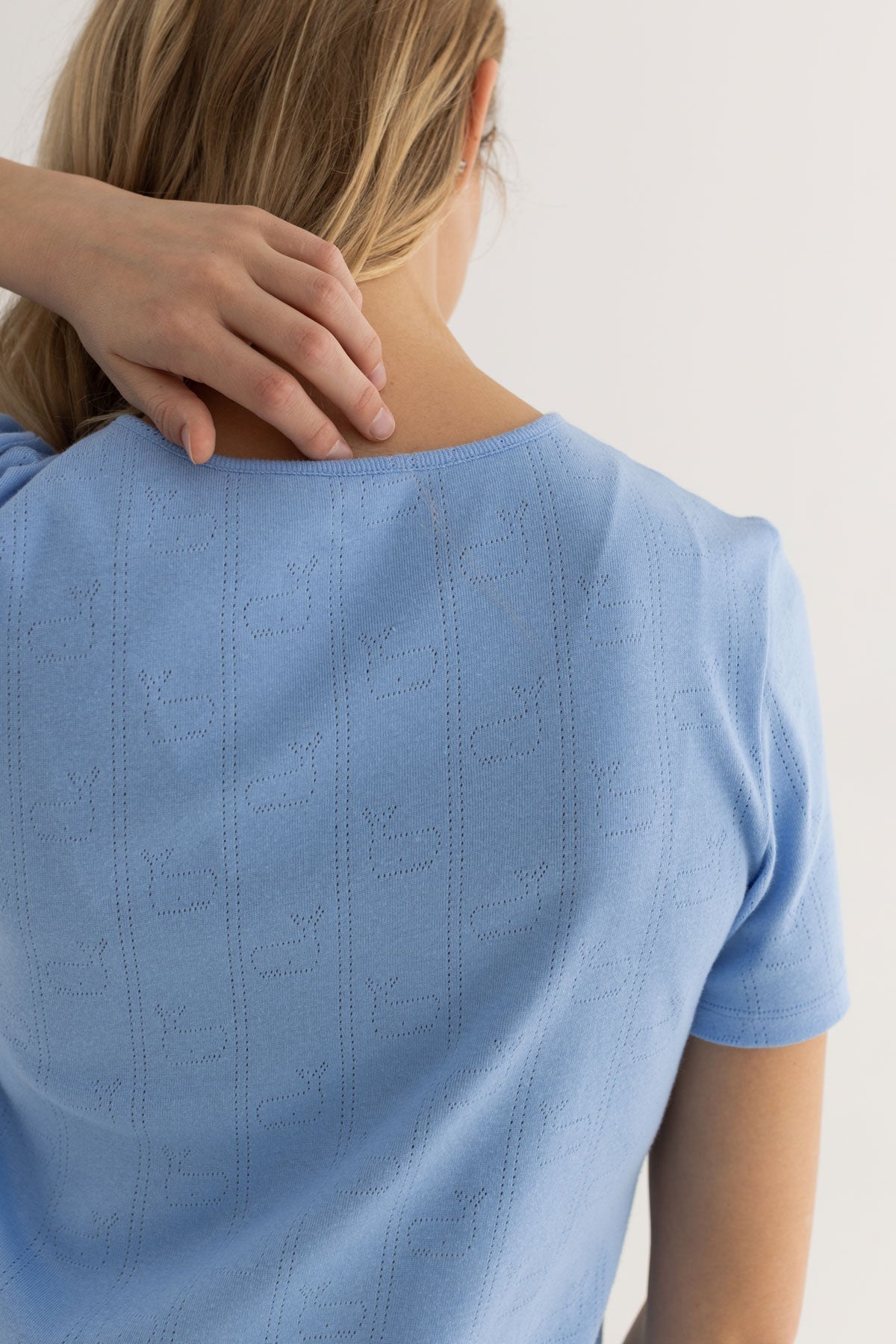Denim blue top women detail back