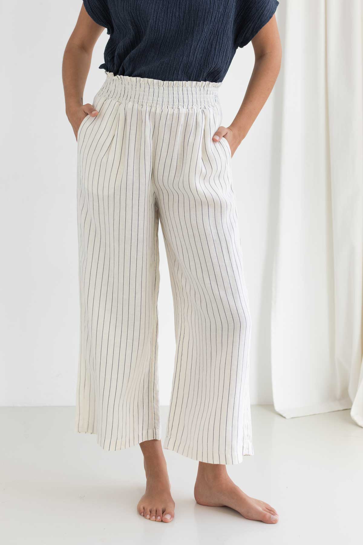 Striped linen pants women