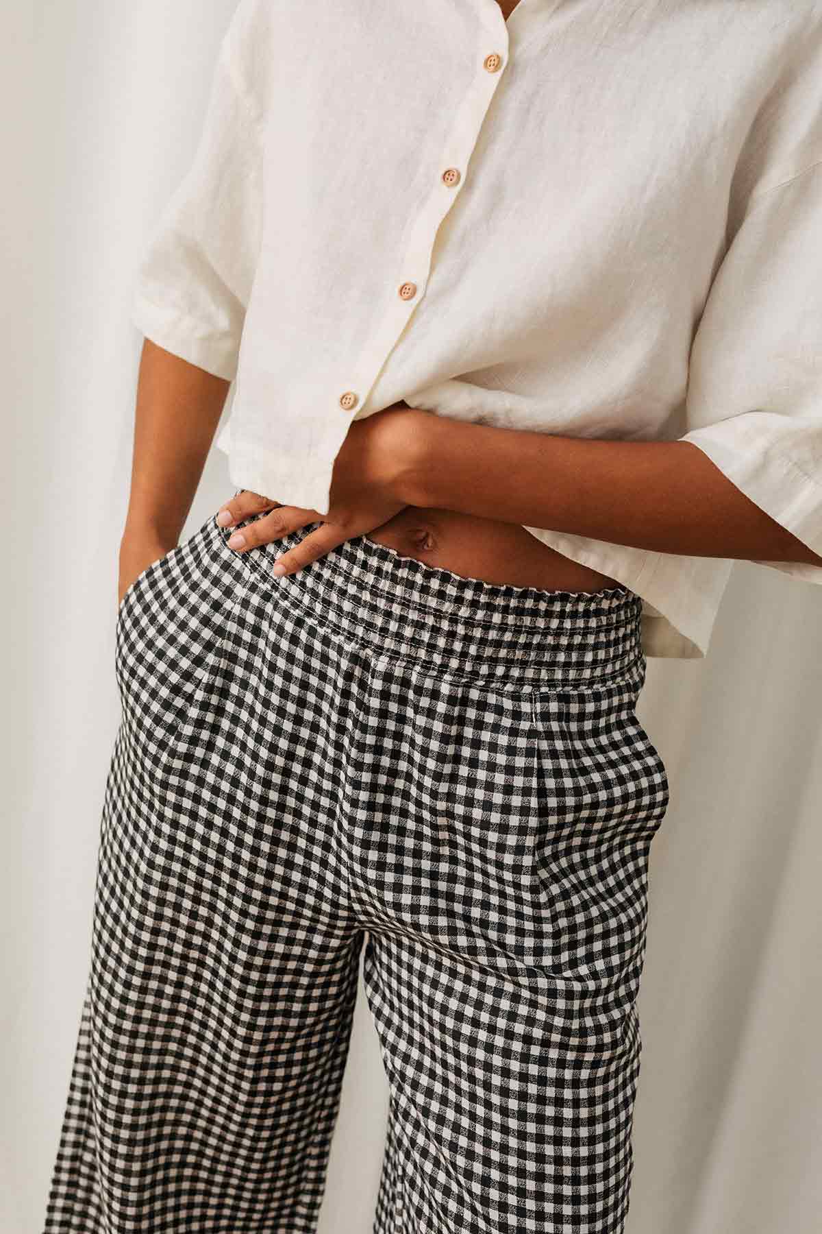 high-waist linen trousers