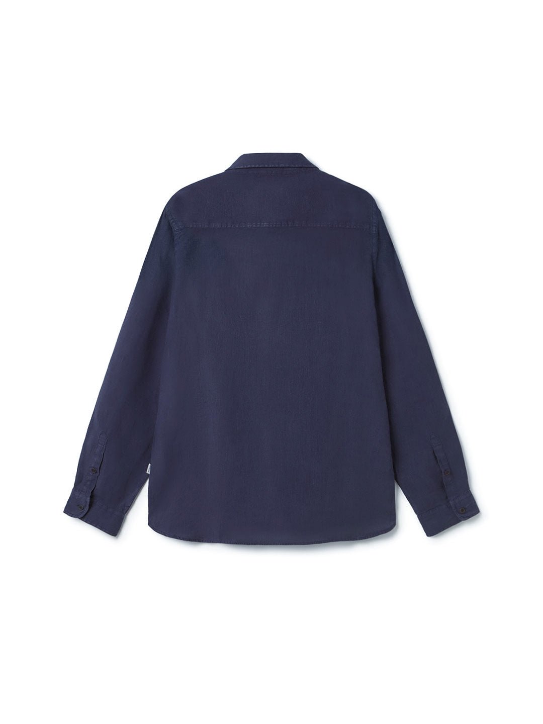 Navy blue linen shirt men back
