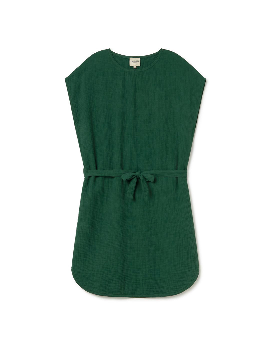 Dark green muslin dress front