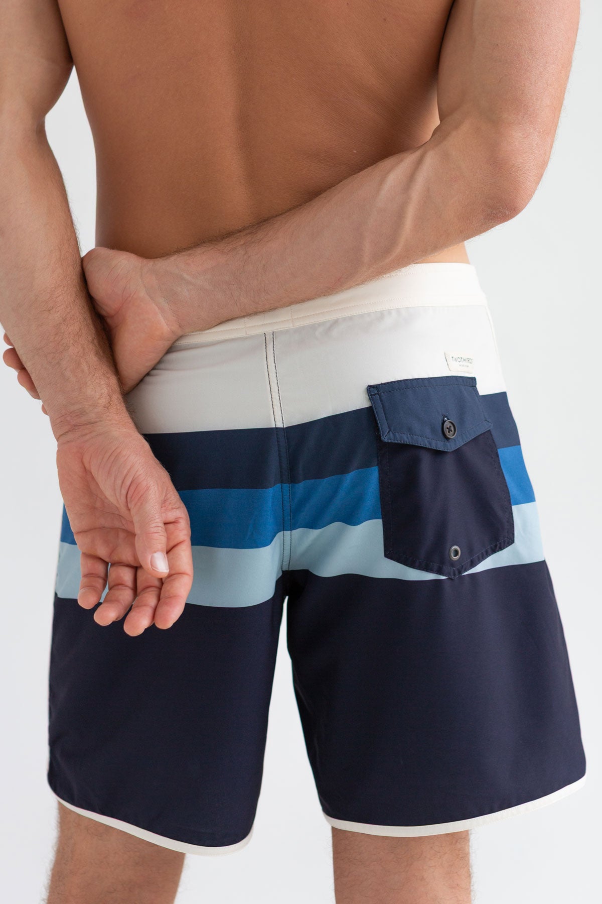 Board shorts blue stripes men detail back