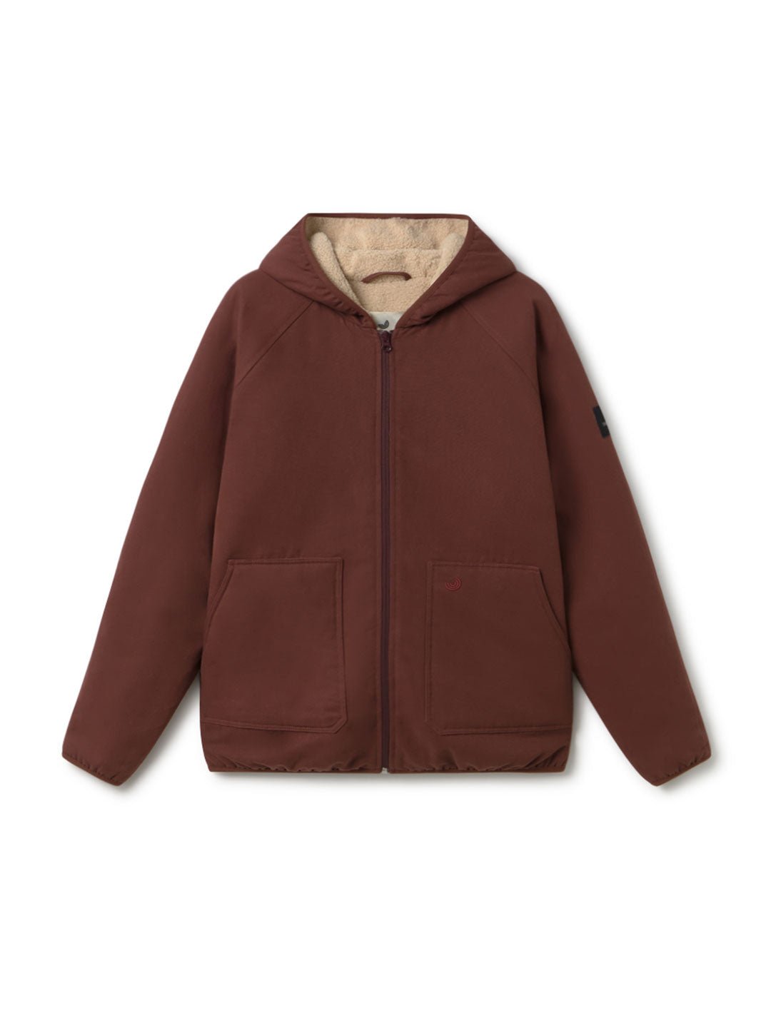 Russet Hooded sherpa jacket men front