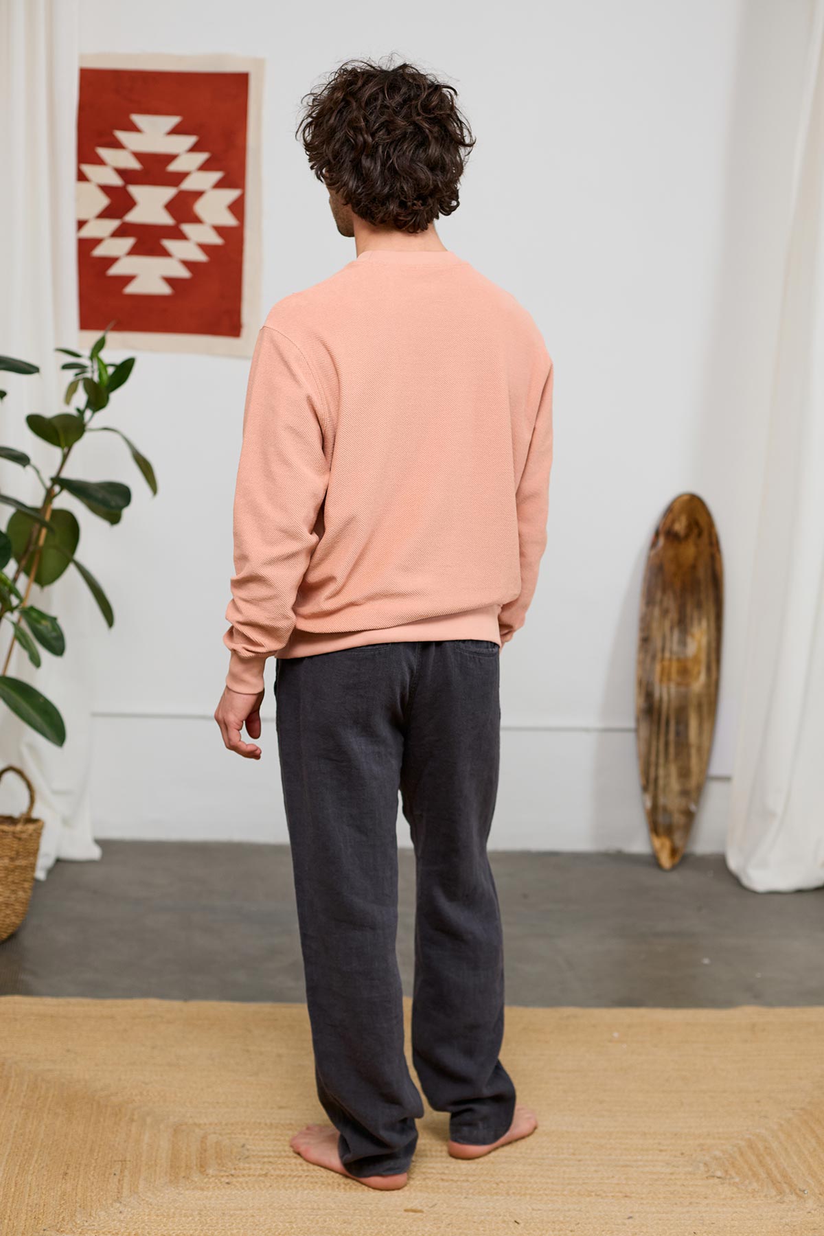 dropped shoulder nude sweatshirt
