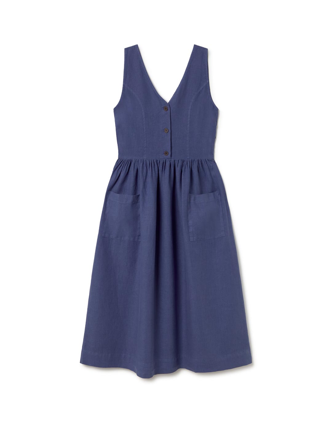 Blueberry linen dress women front
