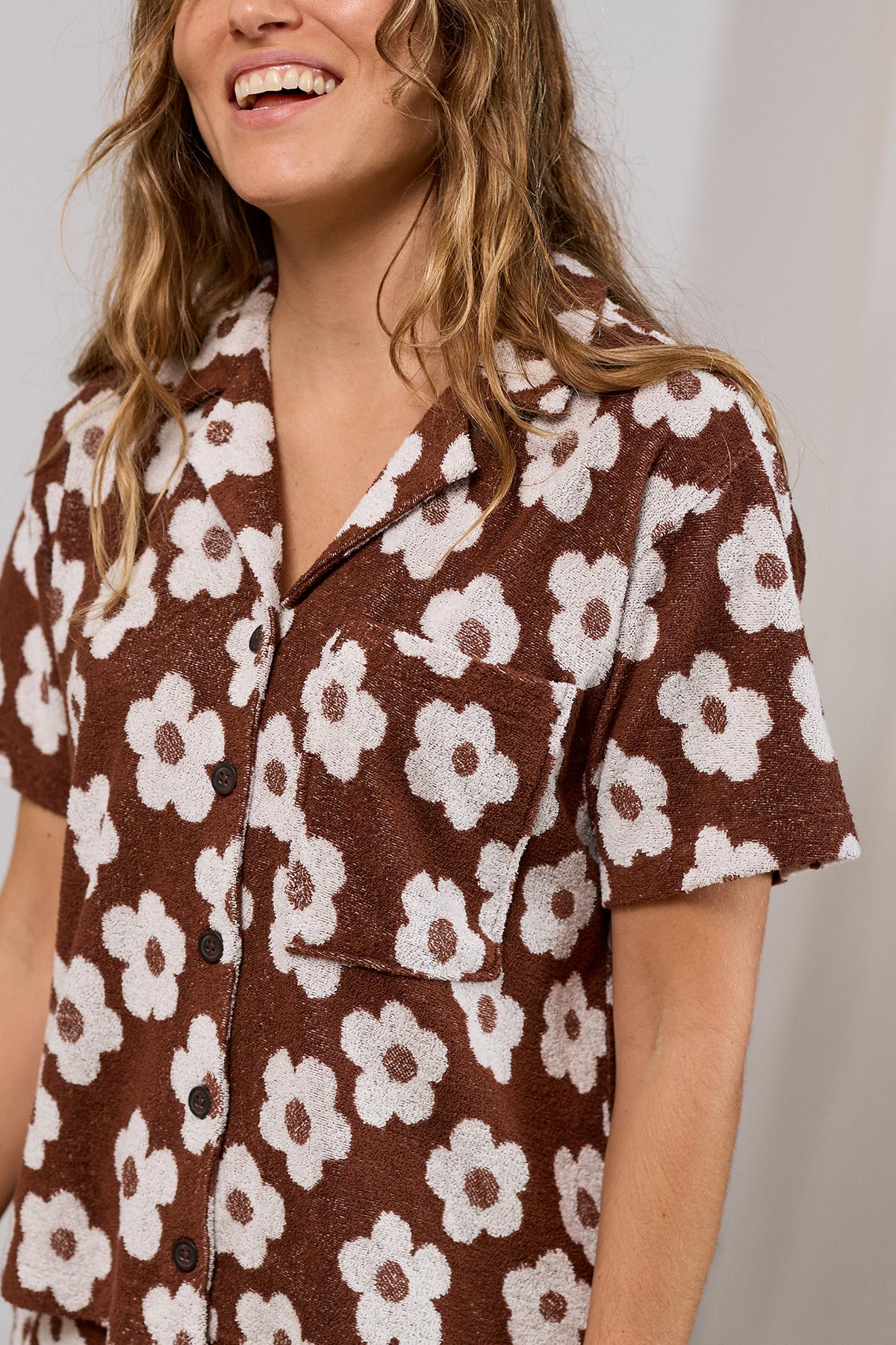 meta-preview, eco towelling floral shirt