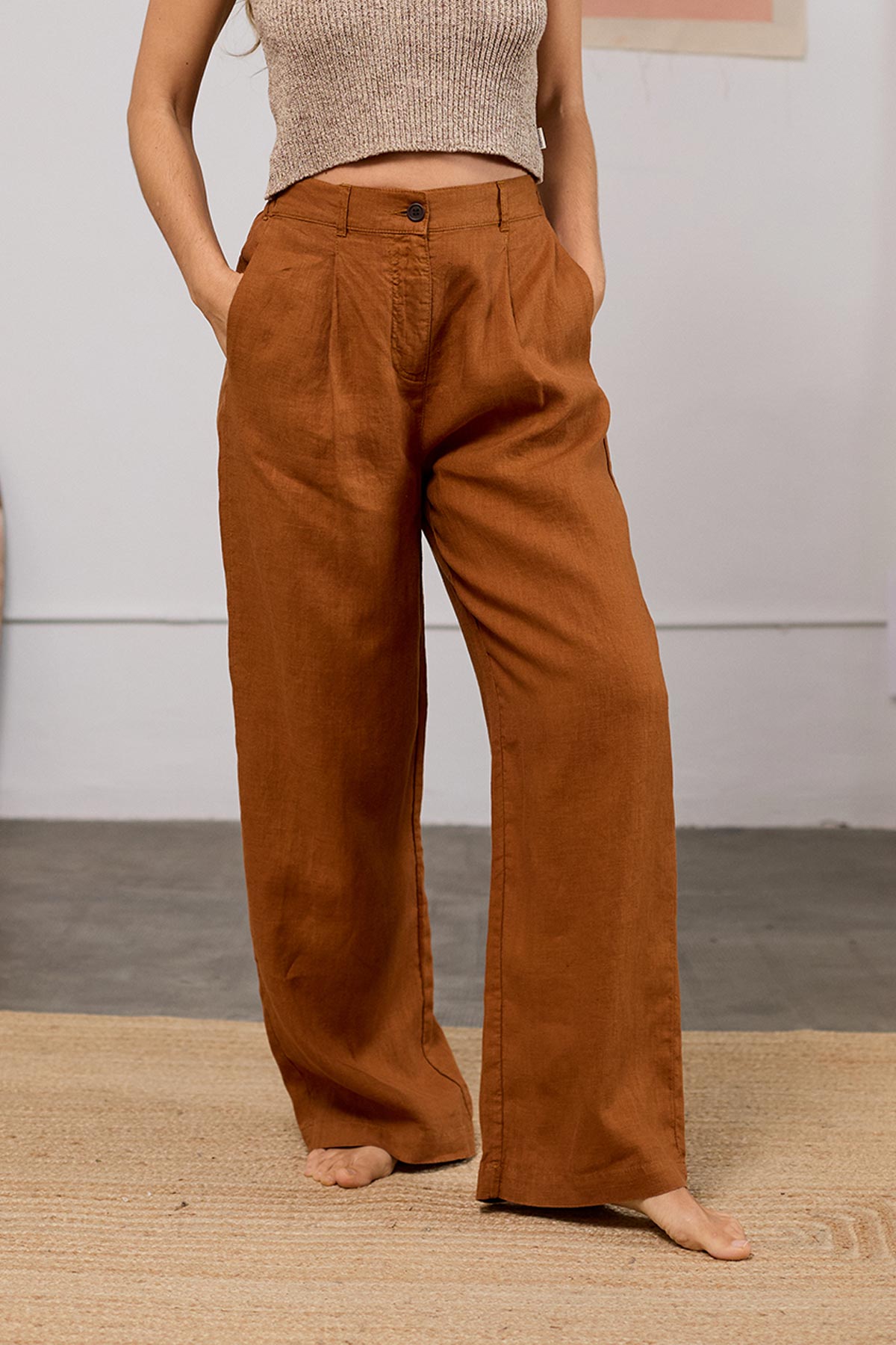 meta-preview, vegan linen ankle-length pants