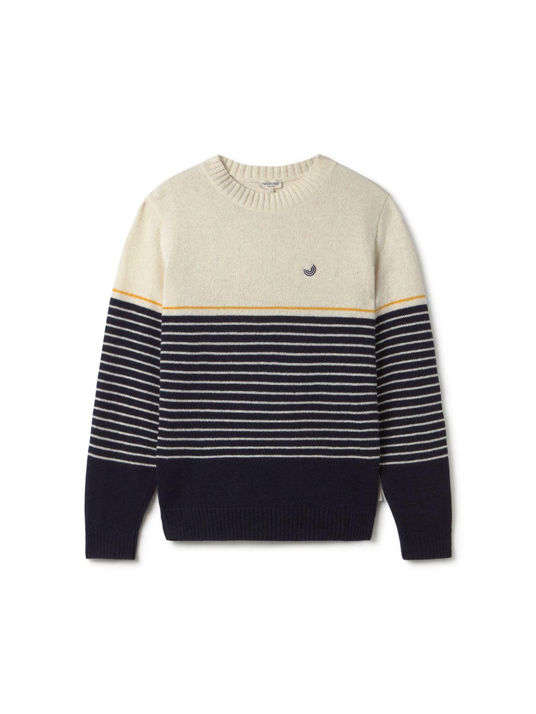 Navy ecru stripes wool knit men front