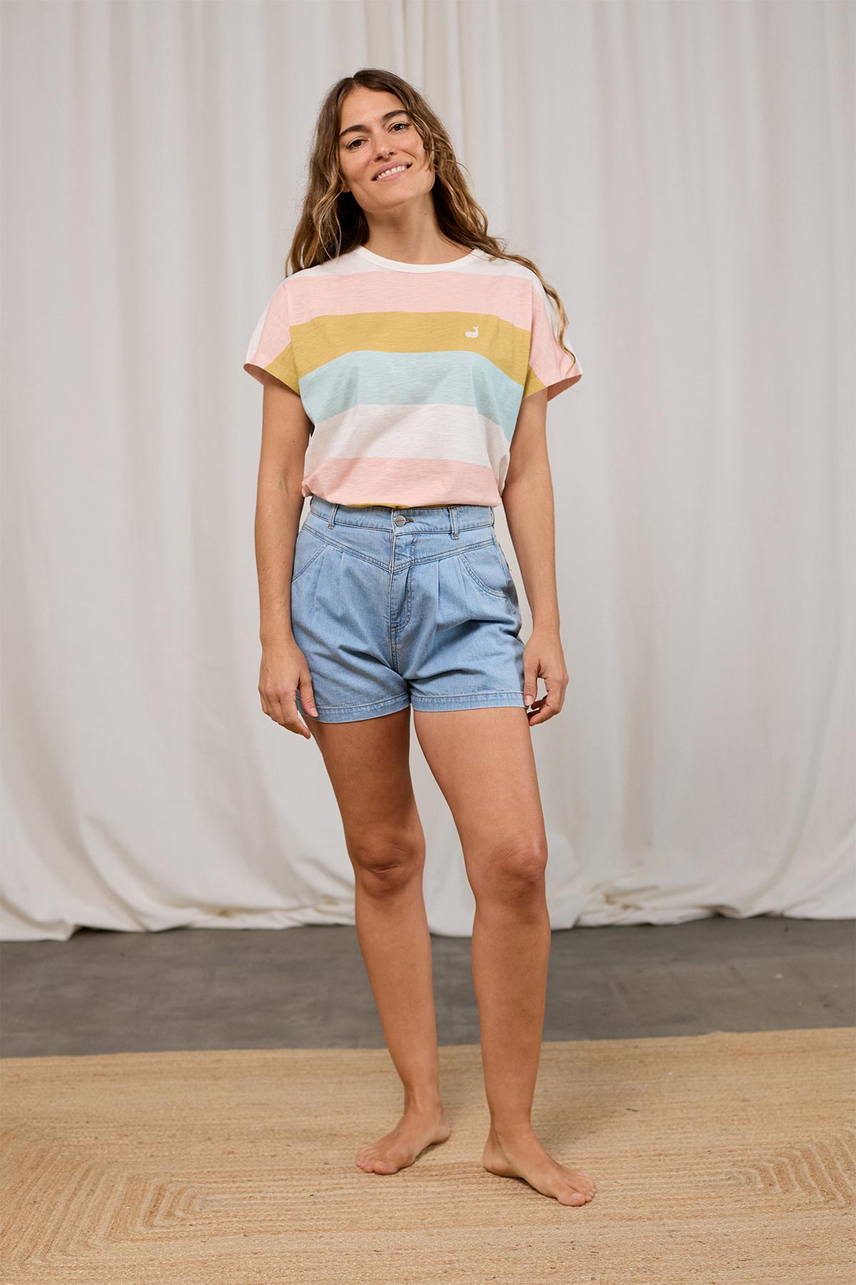 Soft slub cotton striped t-shirt