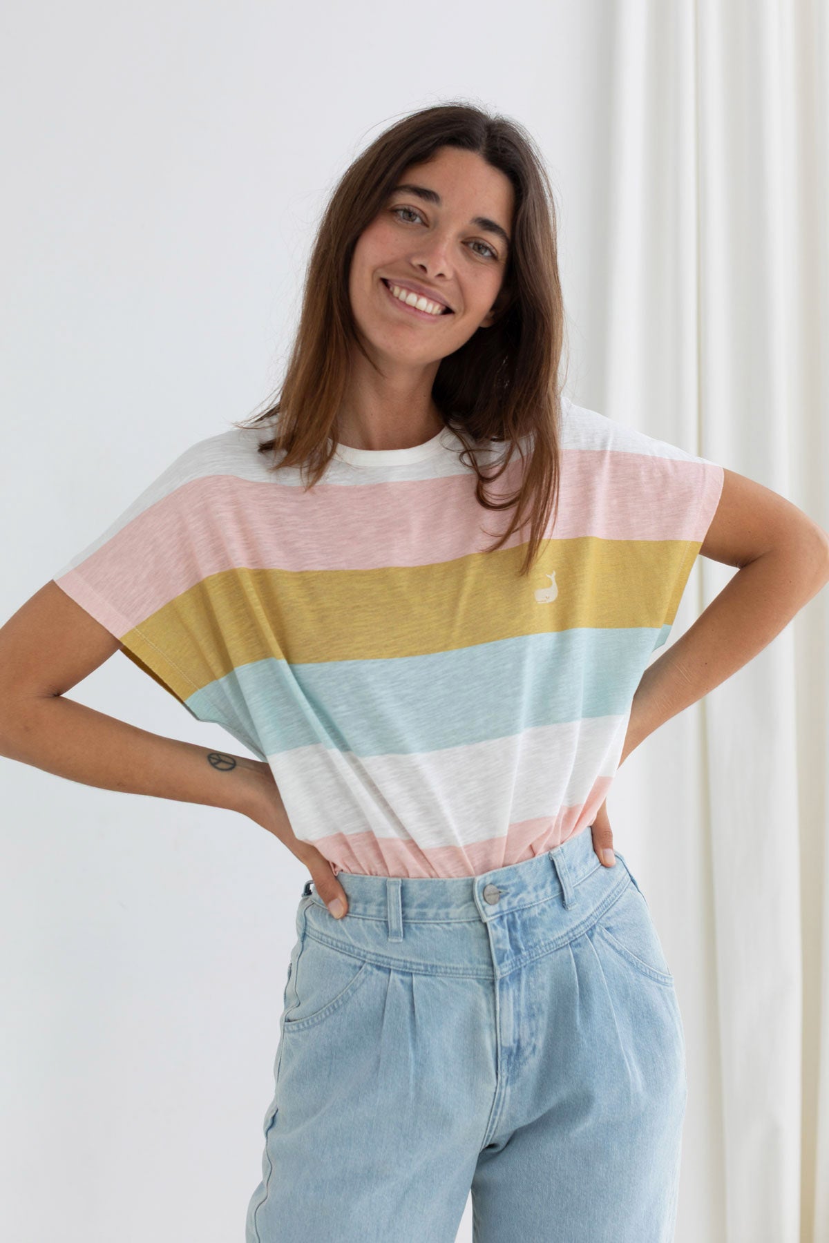 Soft slub cotton striped t-shirt