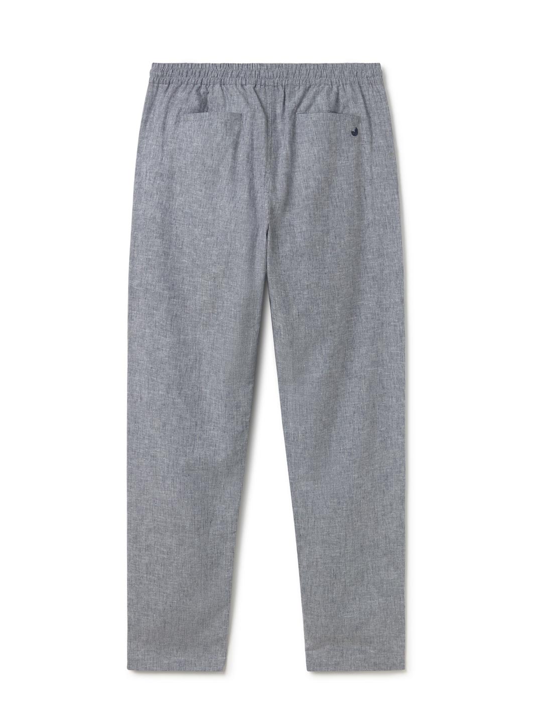 Navy stripes straight leg pants back
