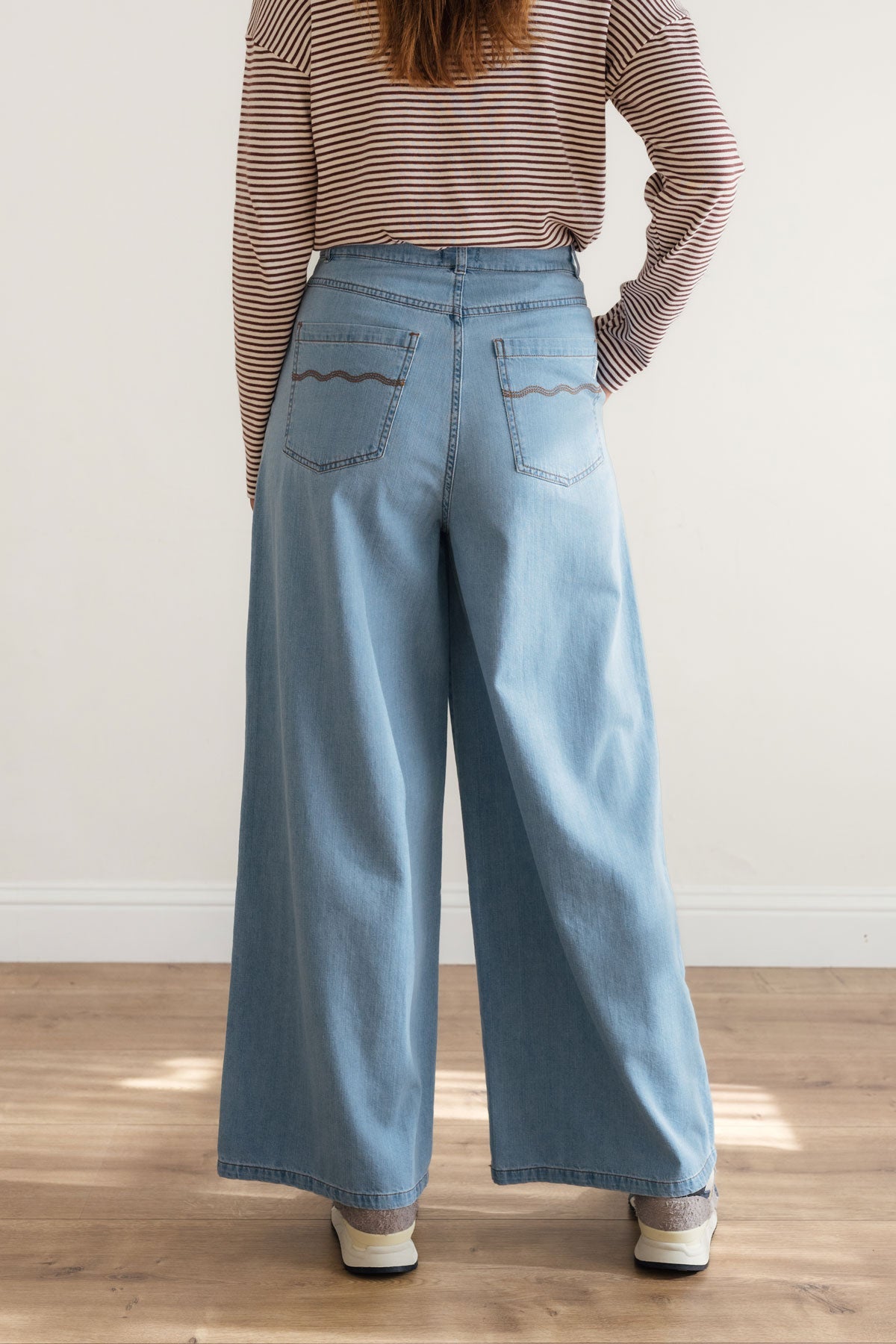 Soft blue high-waist trousers
