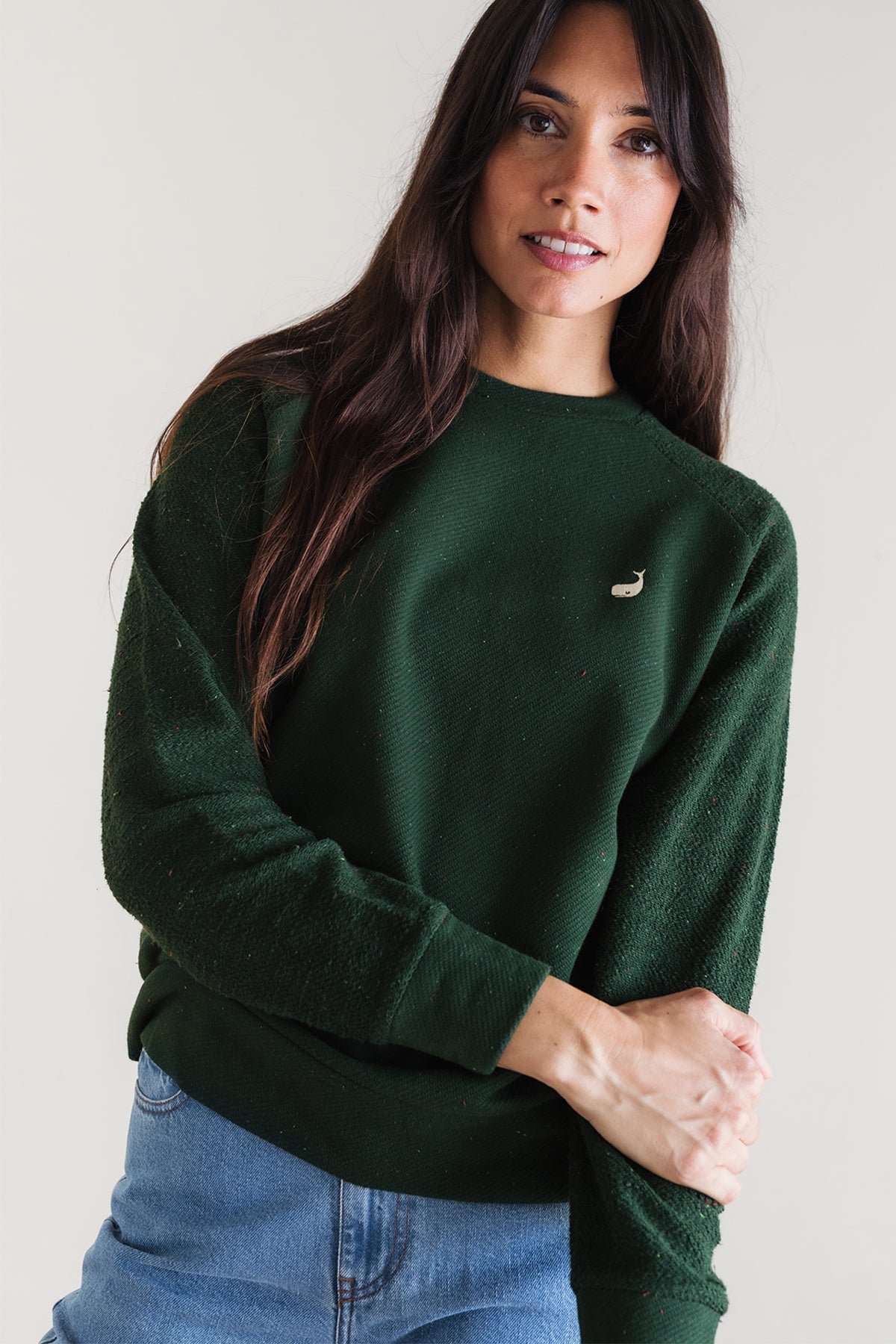 Minimalist embroidered whale sweatshirt