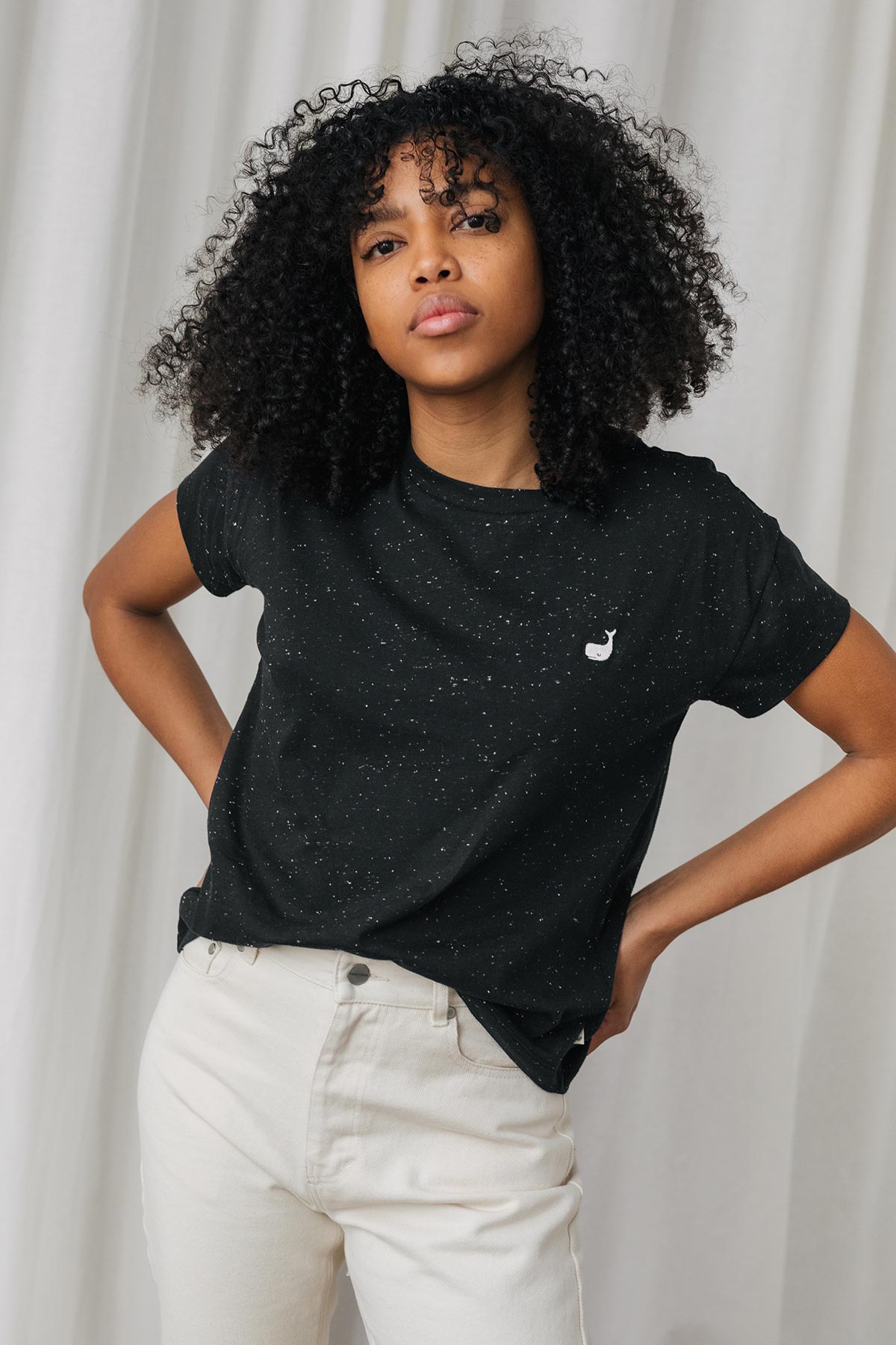 meta-preview, organic cotton black tshirt with neps