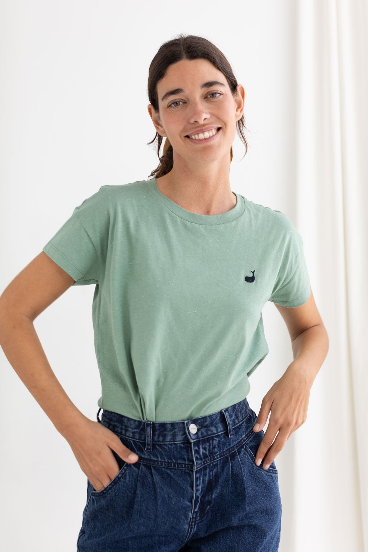 T-shirt organic cotton light green neps