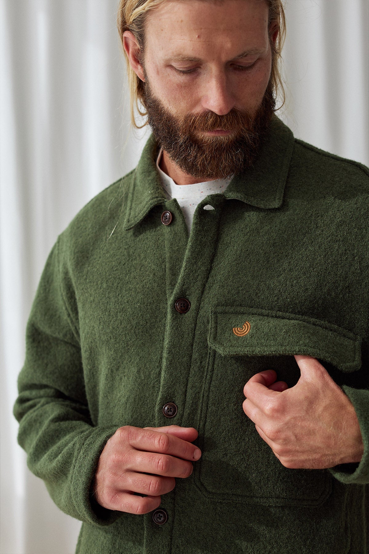 meta-preview, Moss green overshirt with pocket