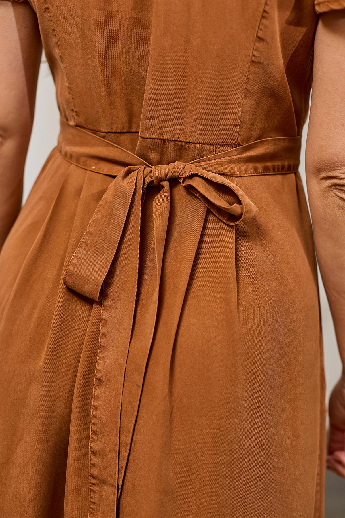 eco-friendly dress with stitched belt
