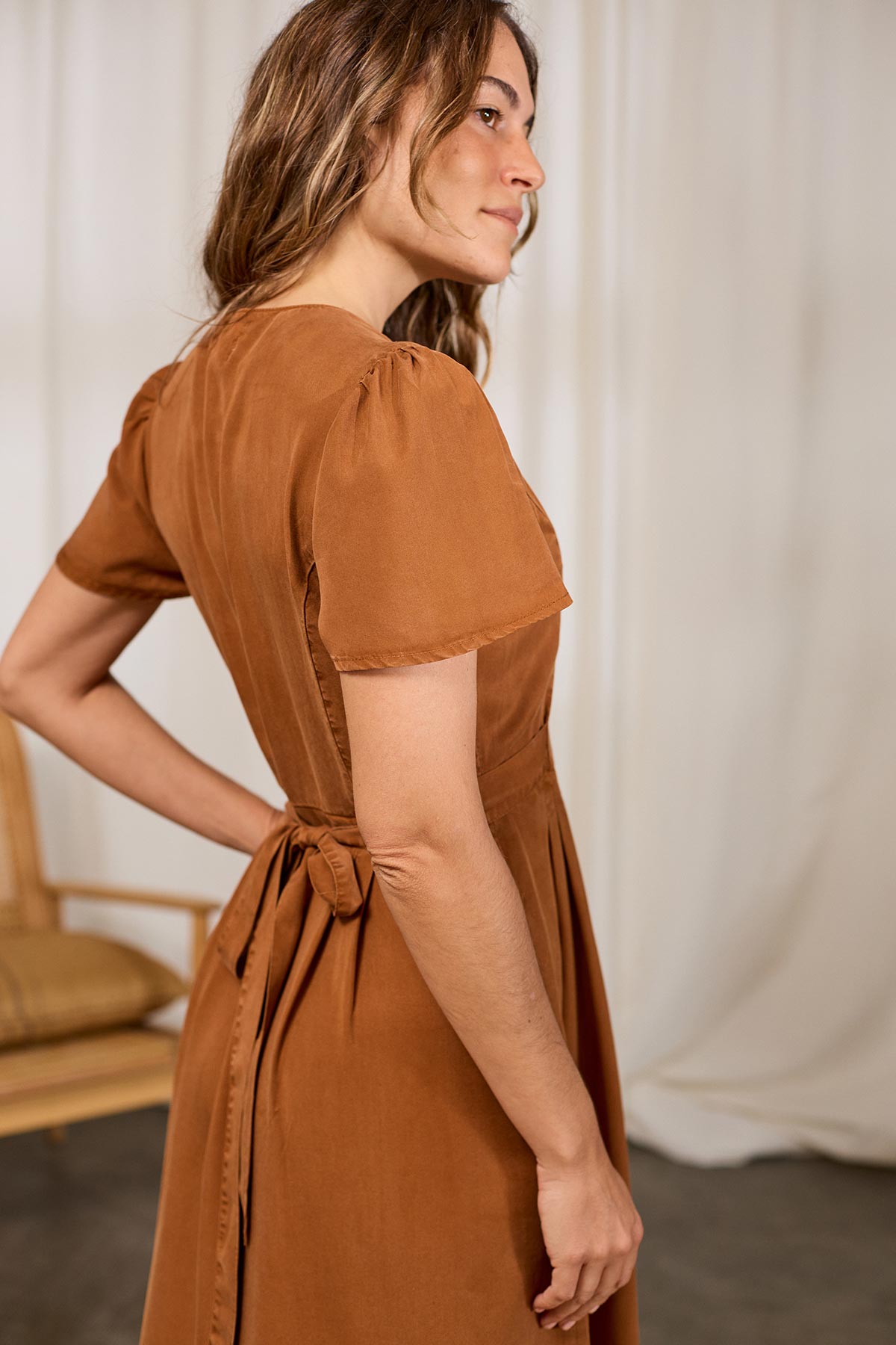sustainable dress with matching fabric belt
