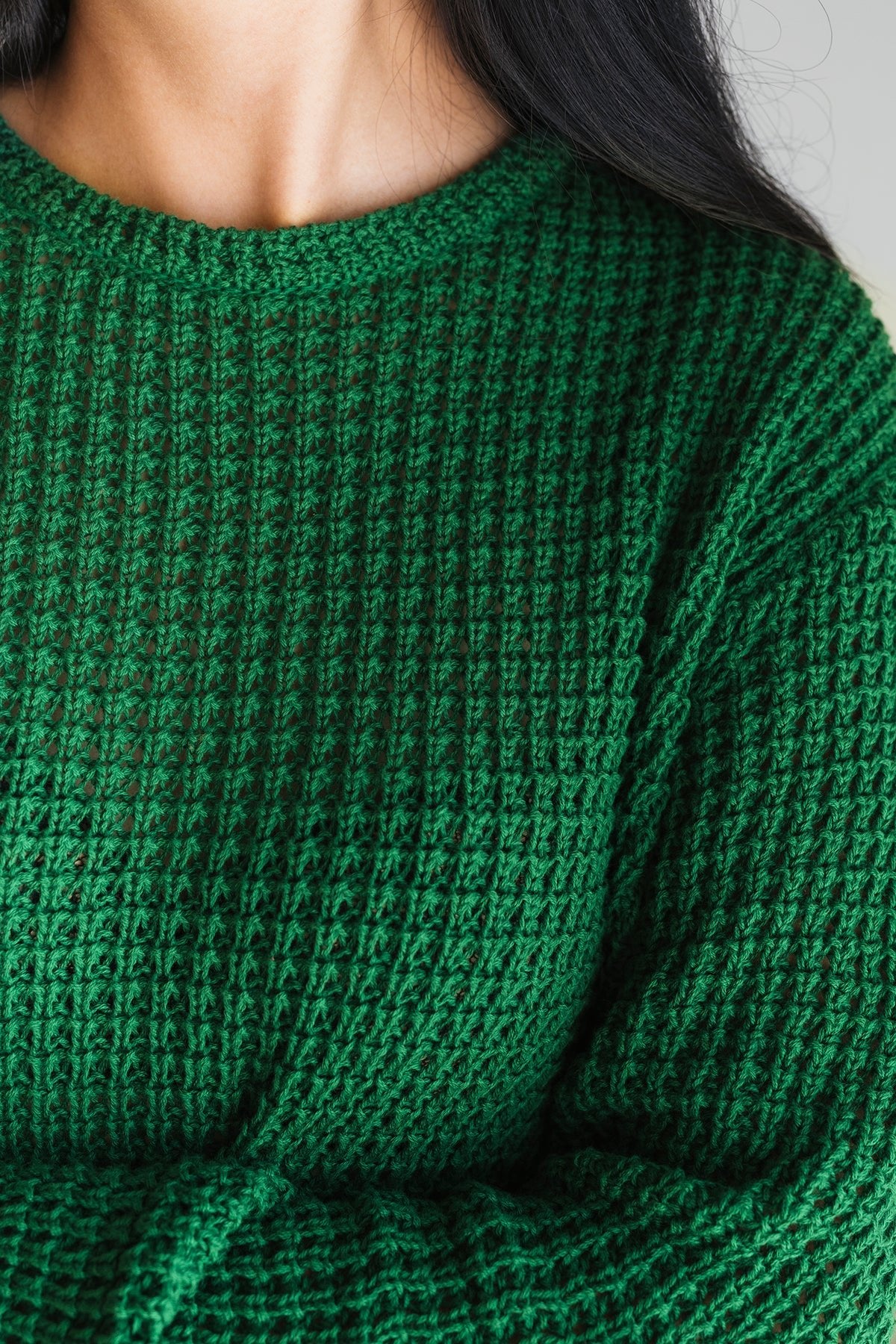 green knit in soft texture