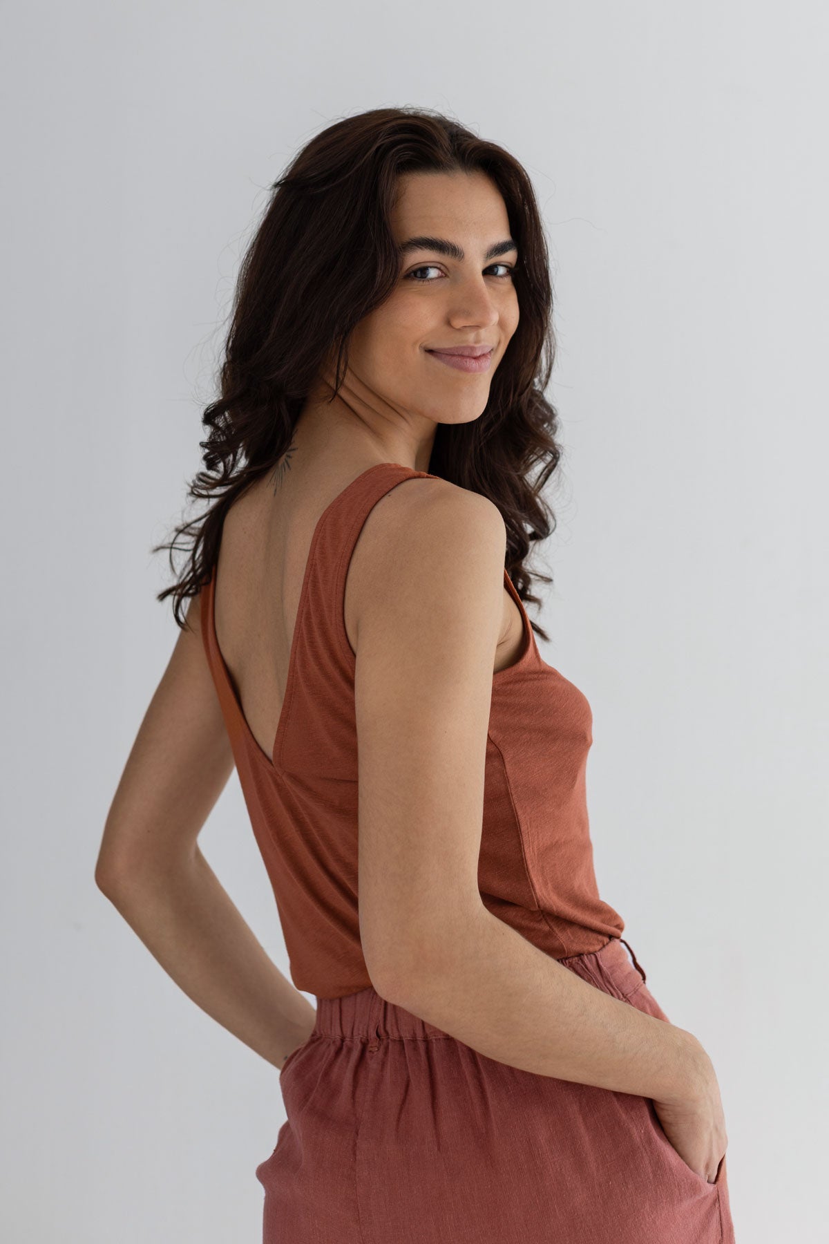 Sienna sleeveless top women wear view back