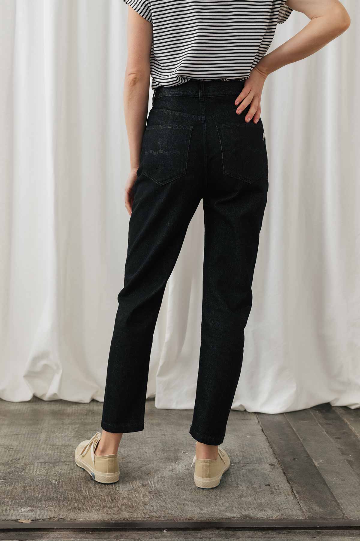 ankle length cut black denim