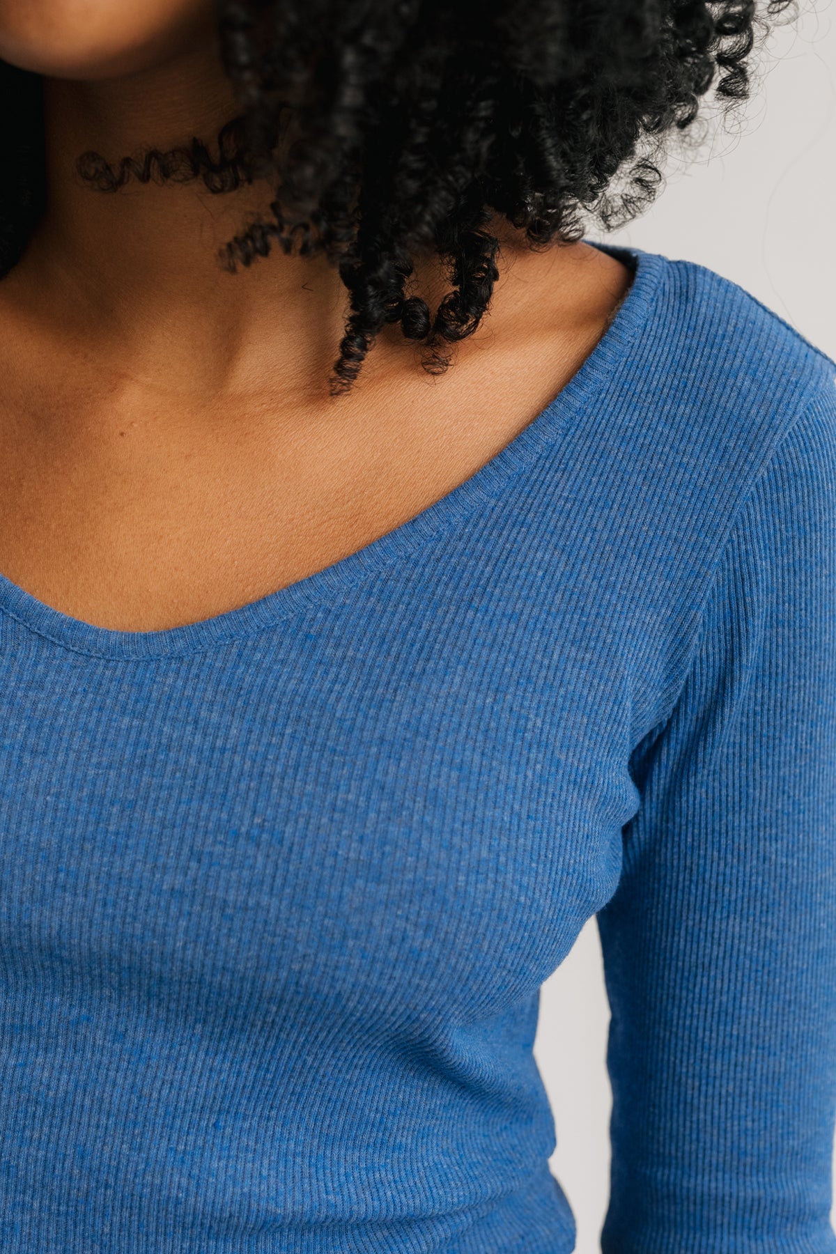 blue scoop neckline top for women