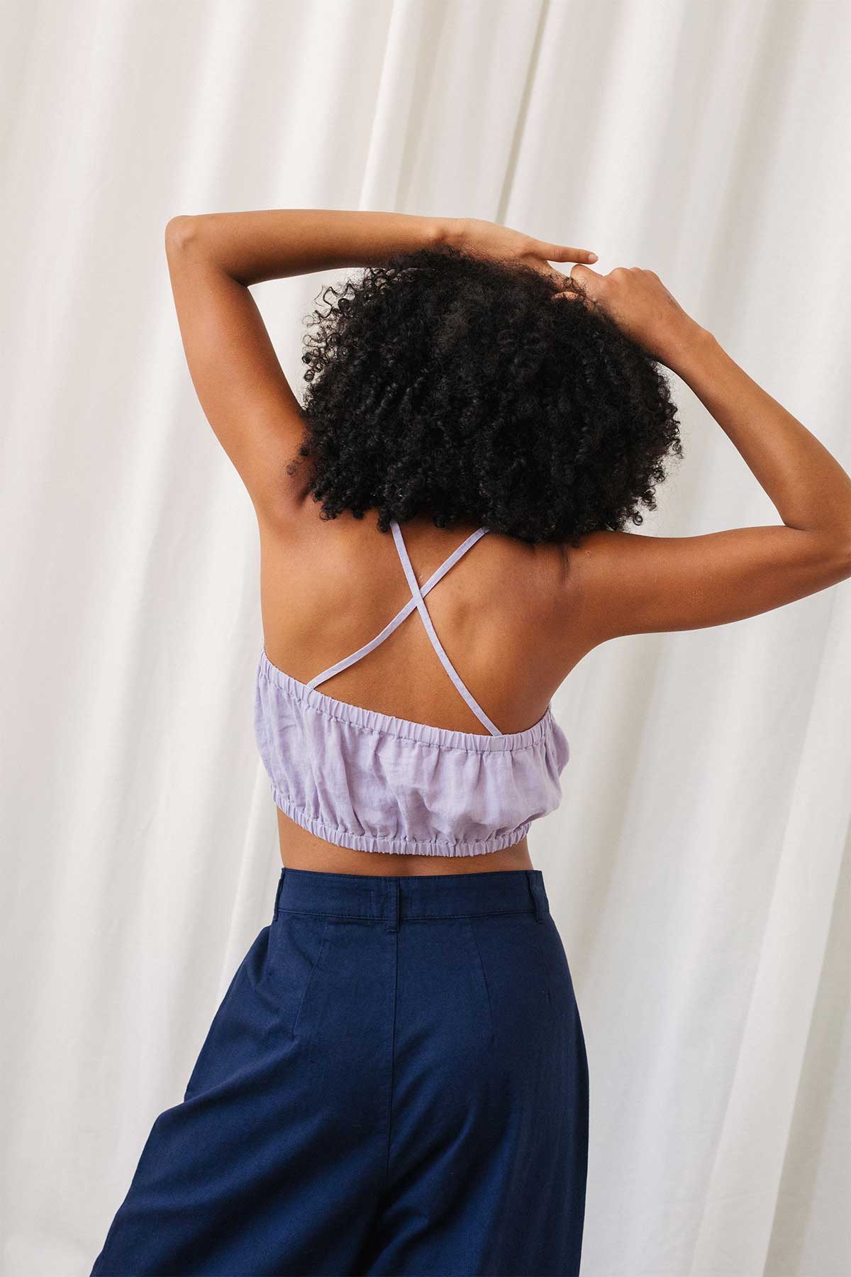 purple loose fit cross-back top