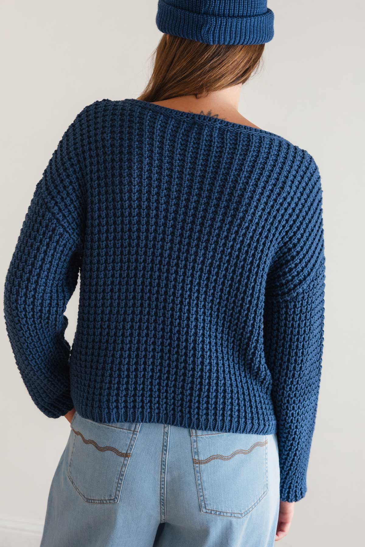 Sustainable chunky-knit navy sweater
