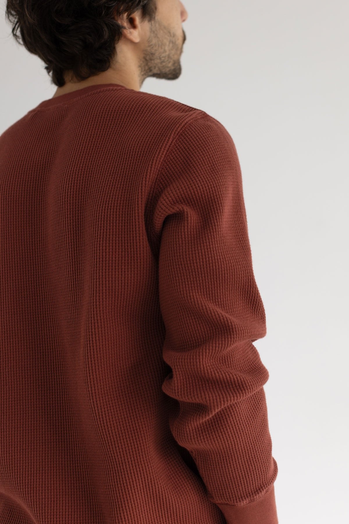 Brandy brown waffle sweatshirt men detail back