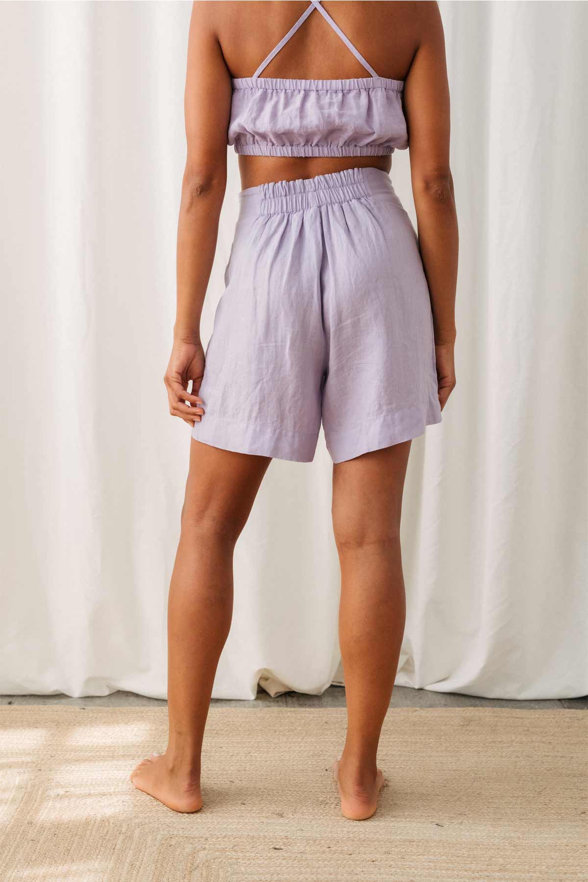 gathered fabric women shorts