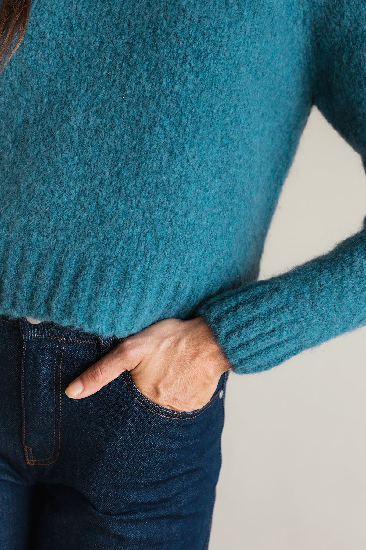 Eco-conscious blue wool-blend pullover