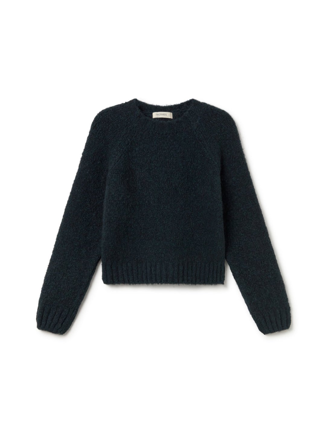 Sustainable dark green boxy knit sweater