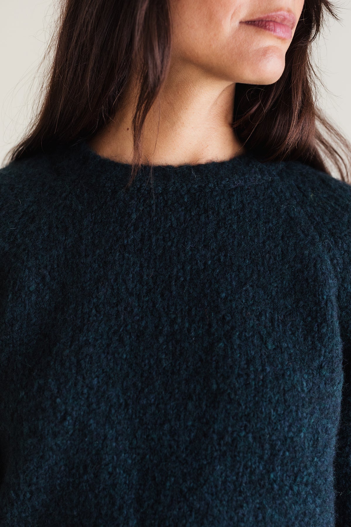 meta-hover, Textured dark green alpaca wool blend jumper