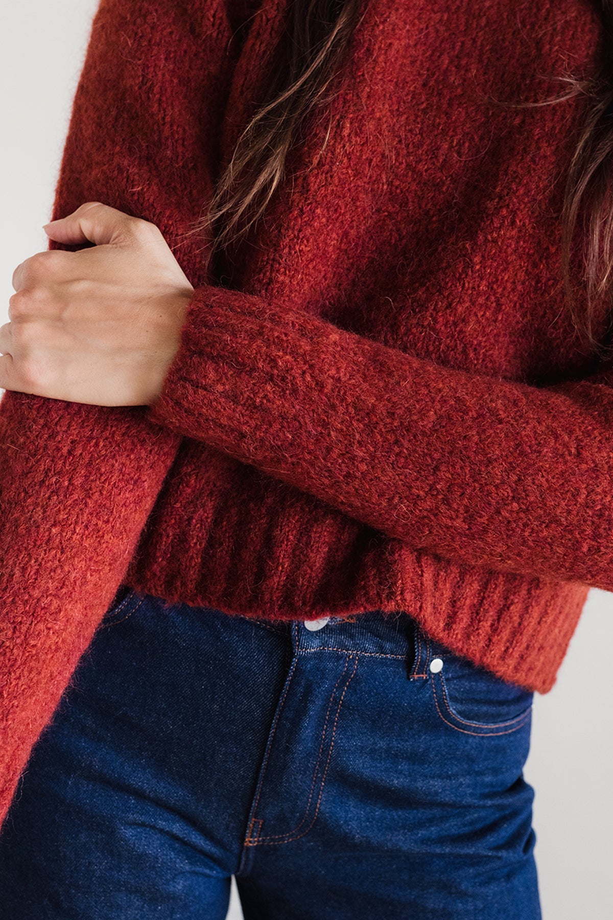 Recycled yarn cozy dark pink knit