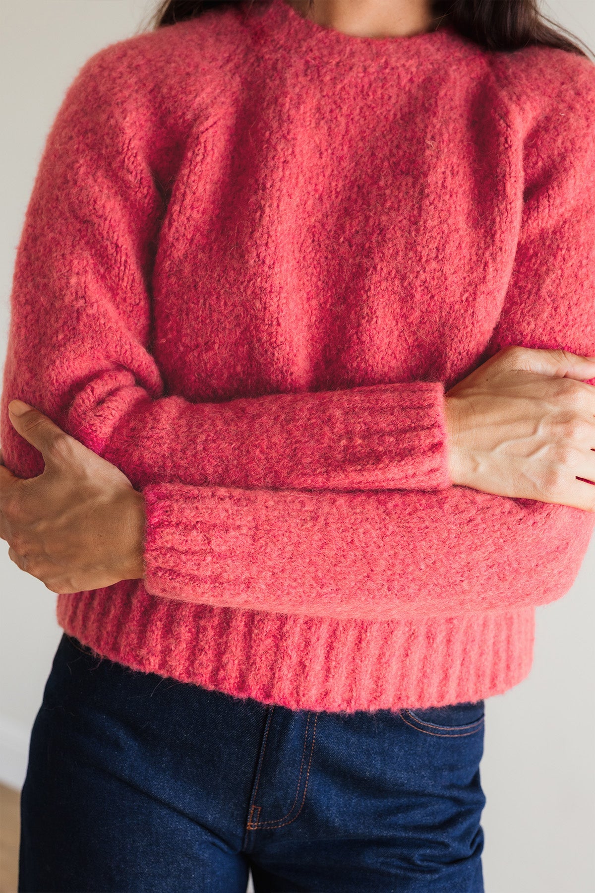 Soft alpaca blend pink pullover