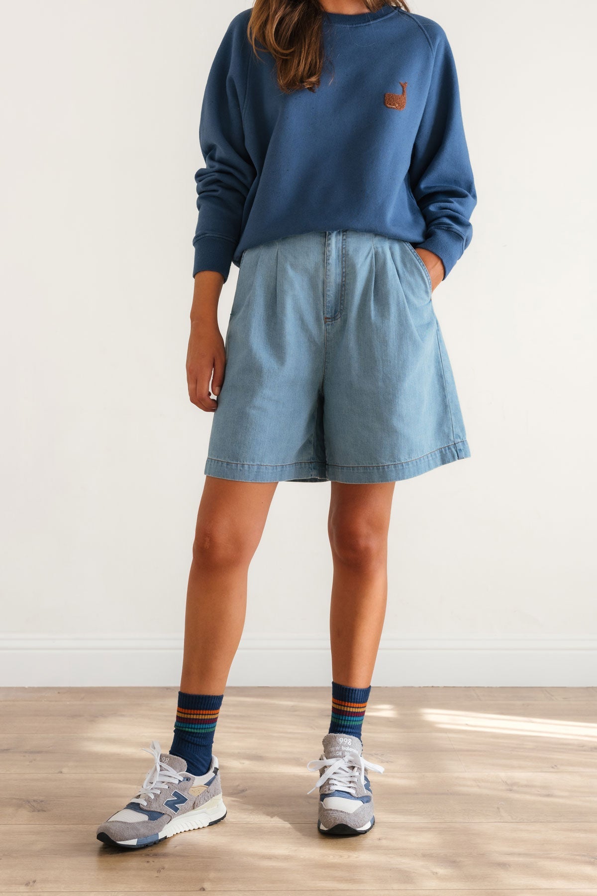 Eco-friendly light denim shorts