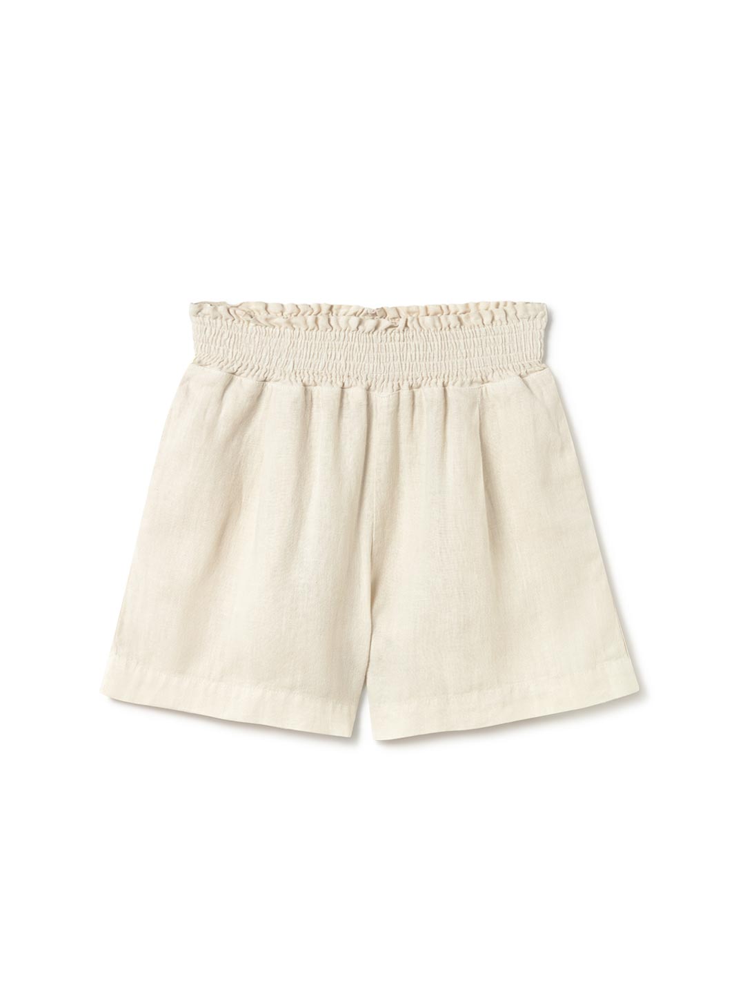 Light linen shorts sand stone women front