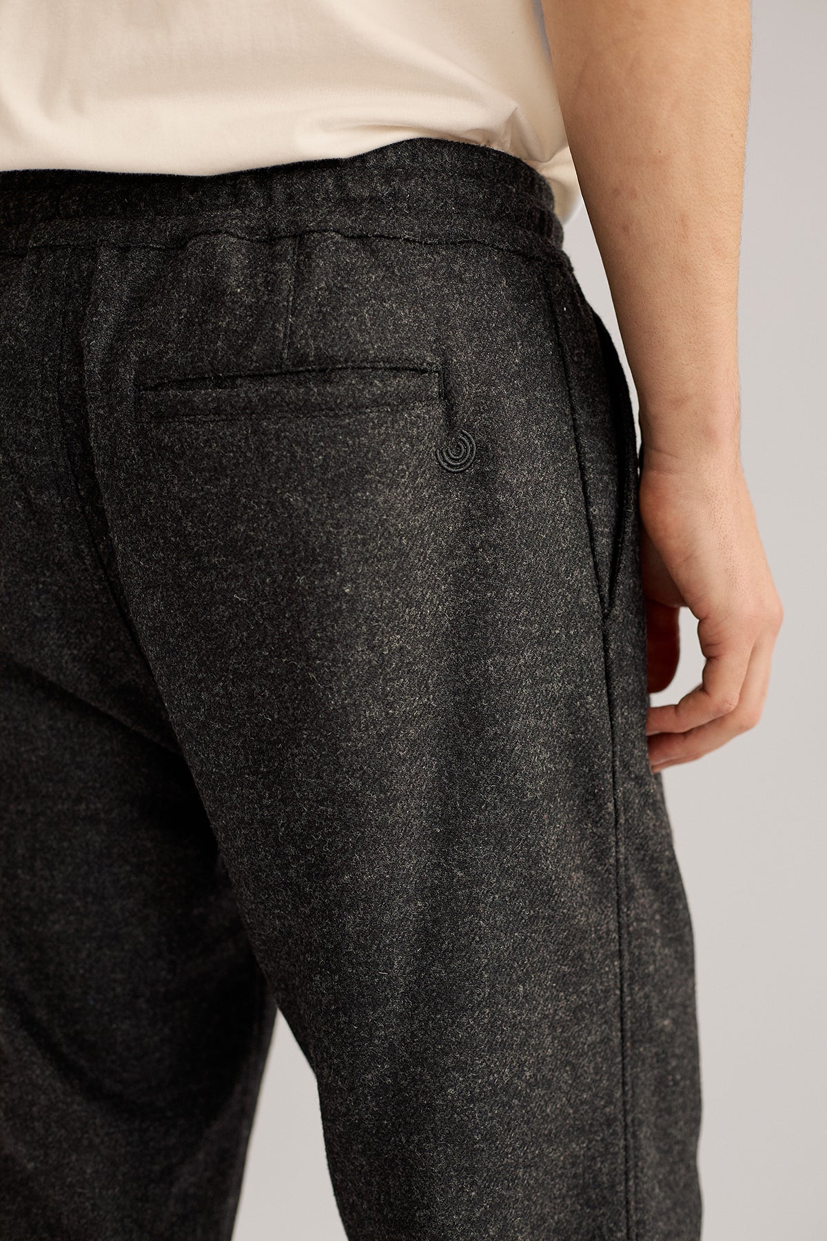 twill pants with elastic waist