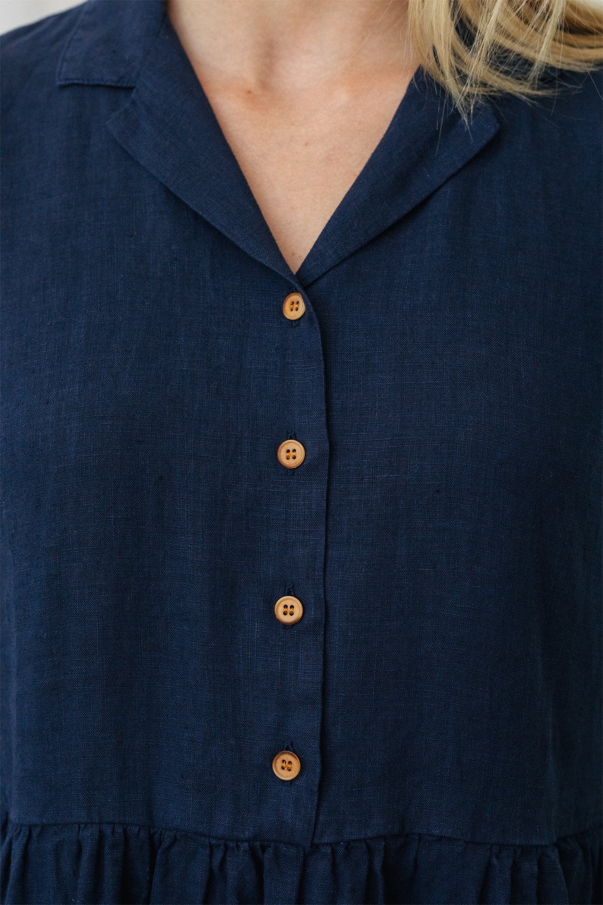 sustainable linen blue maxi dress