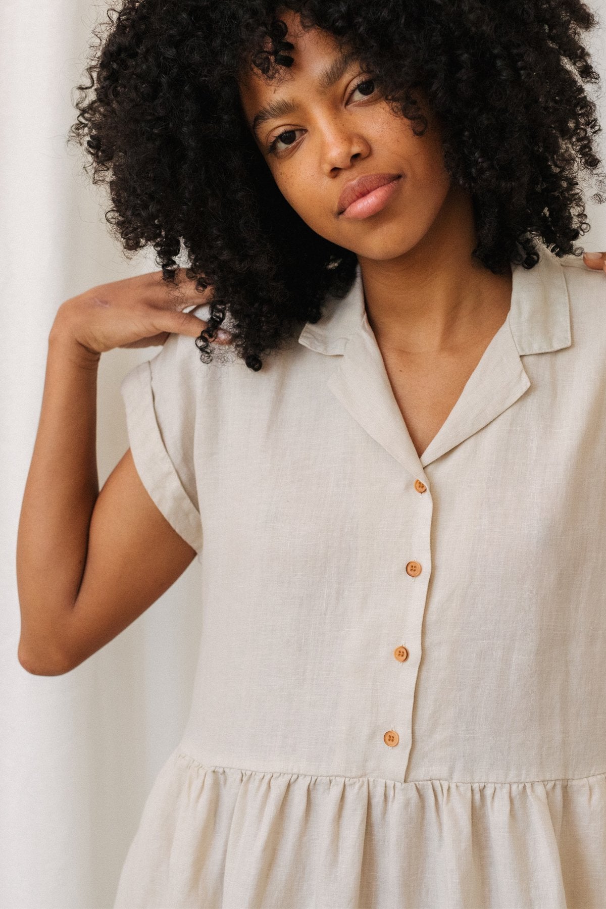 relaxed fit linen white dress