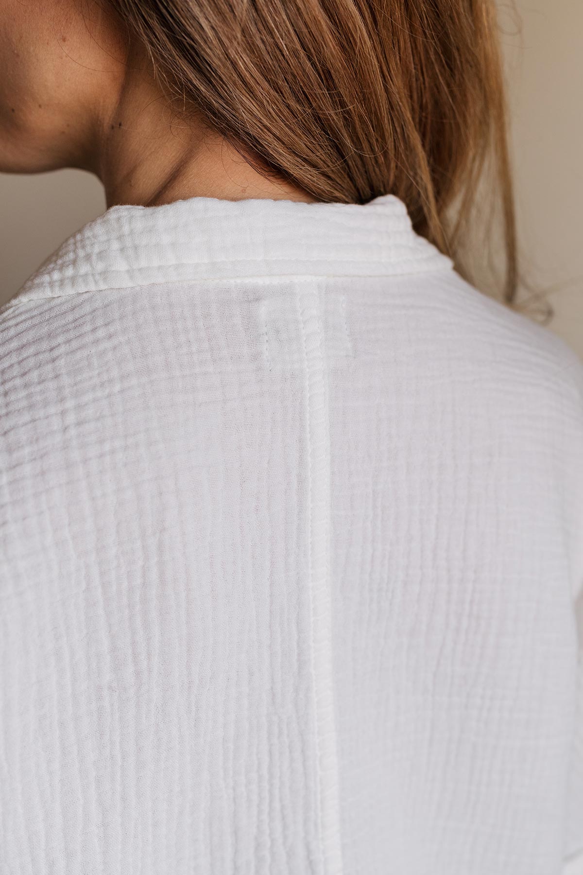 white sustainable muslin blouse