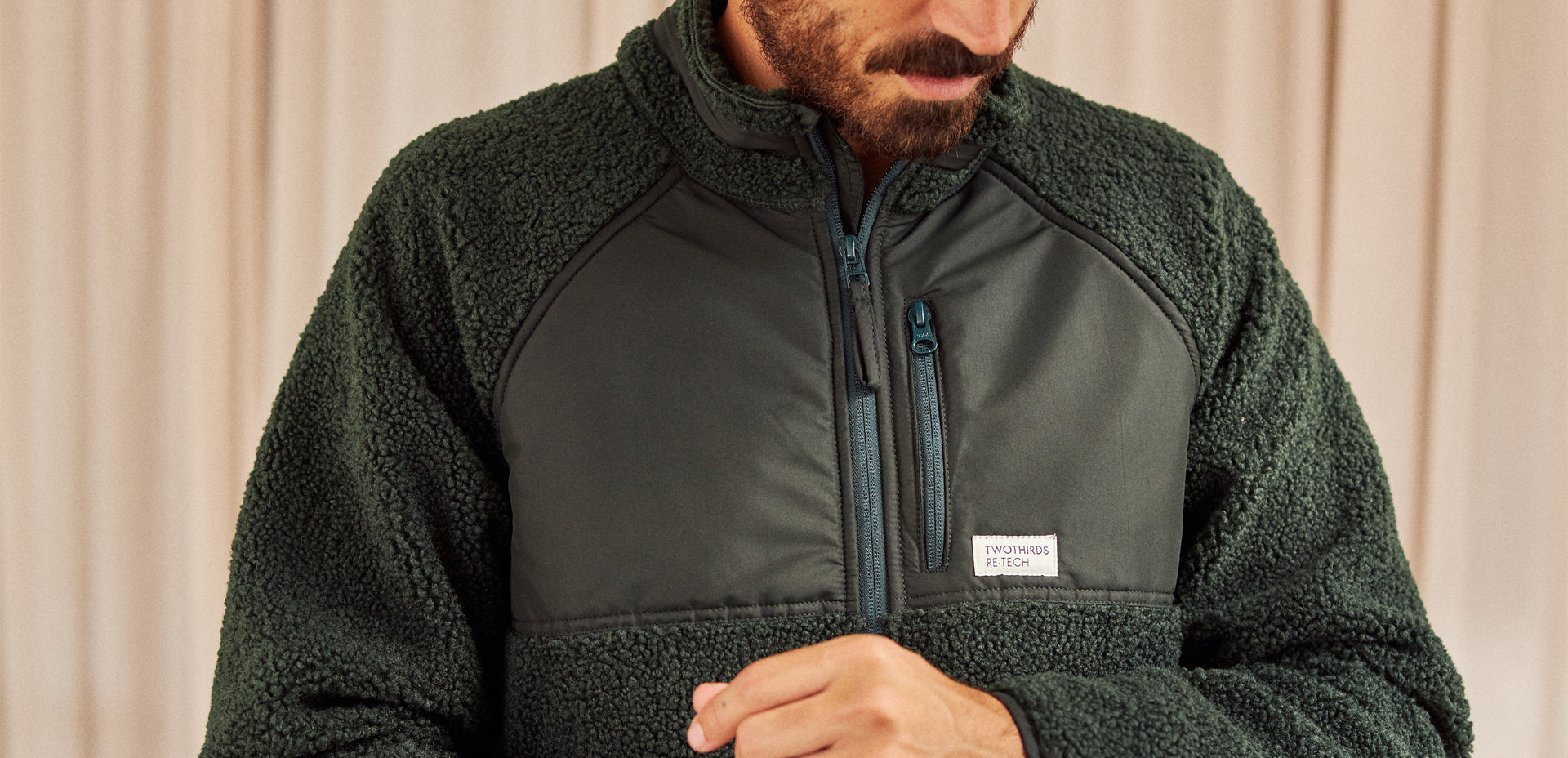 100% Organic Cotton Fleece Zippered Collared Jacket (Plastic-free