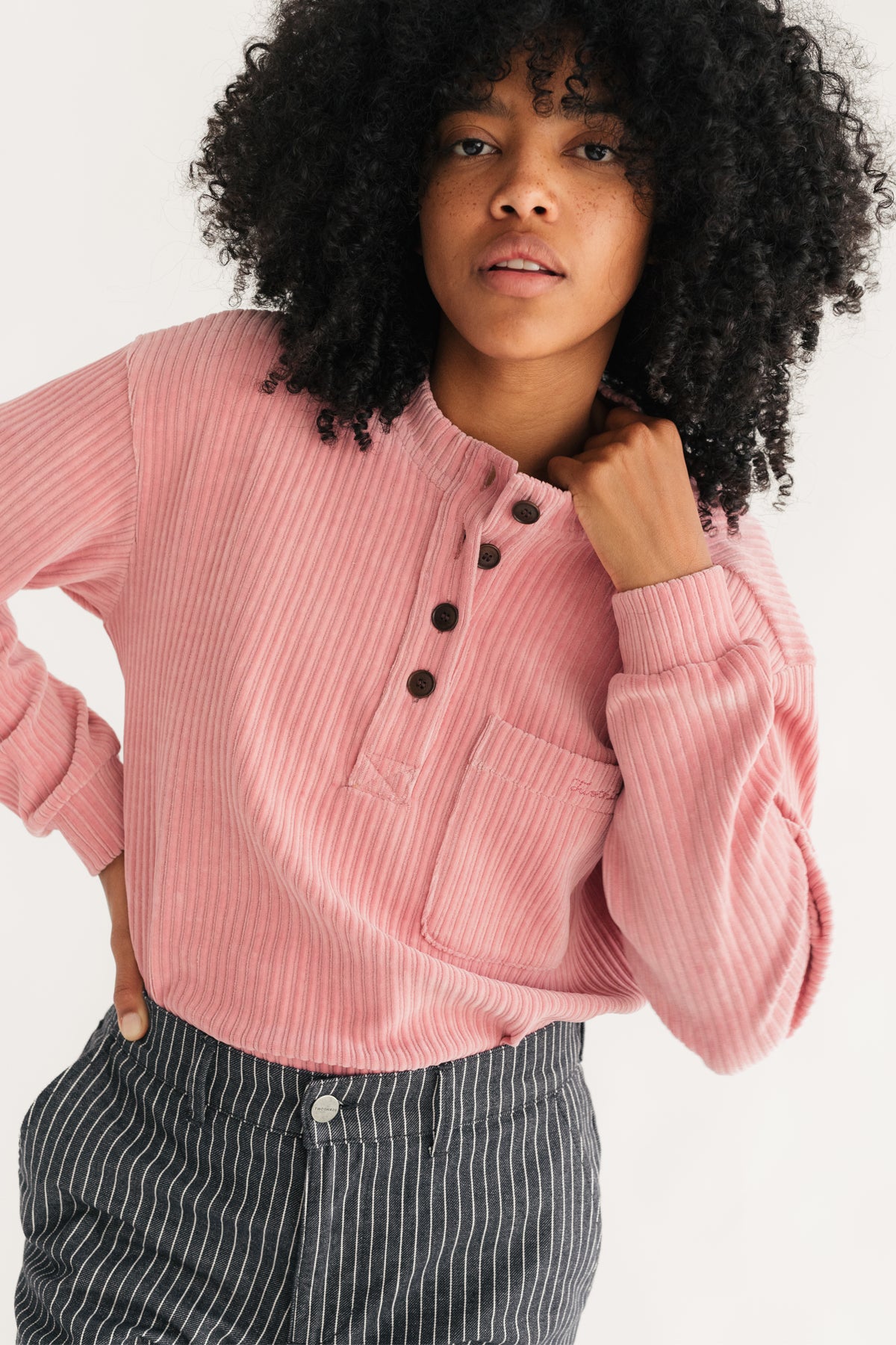 meta-preview, organic cotton buttoned sweat