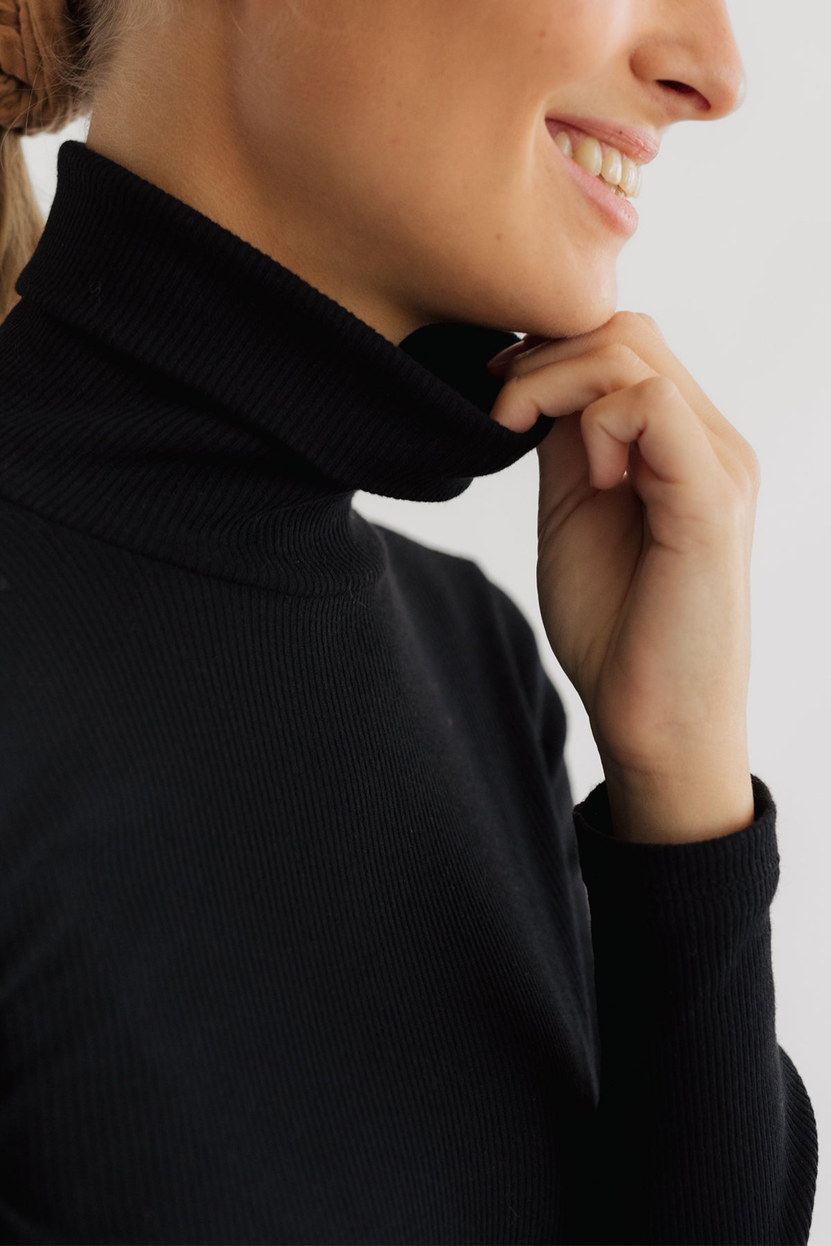 Eco-friendly black turtleneck for women