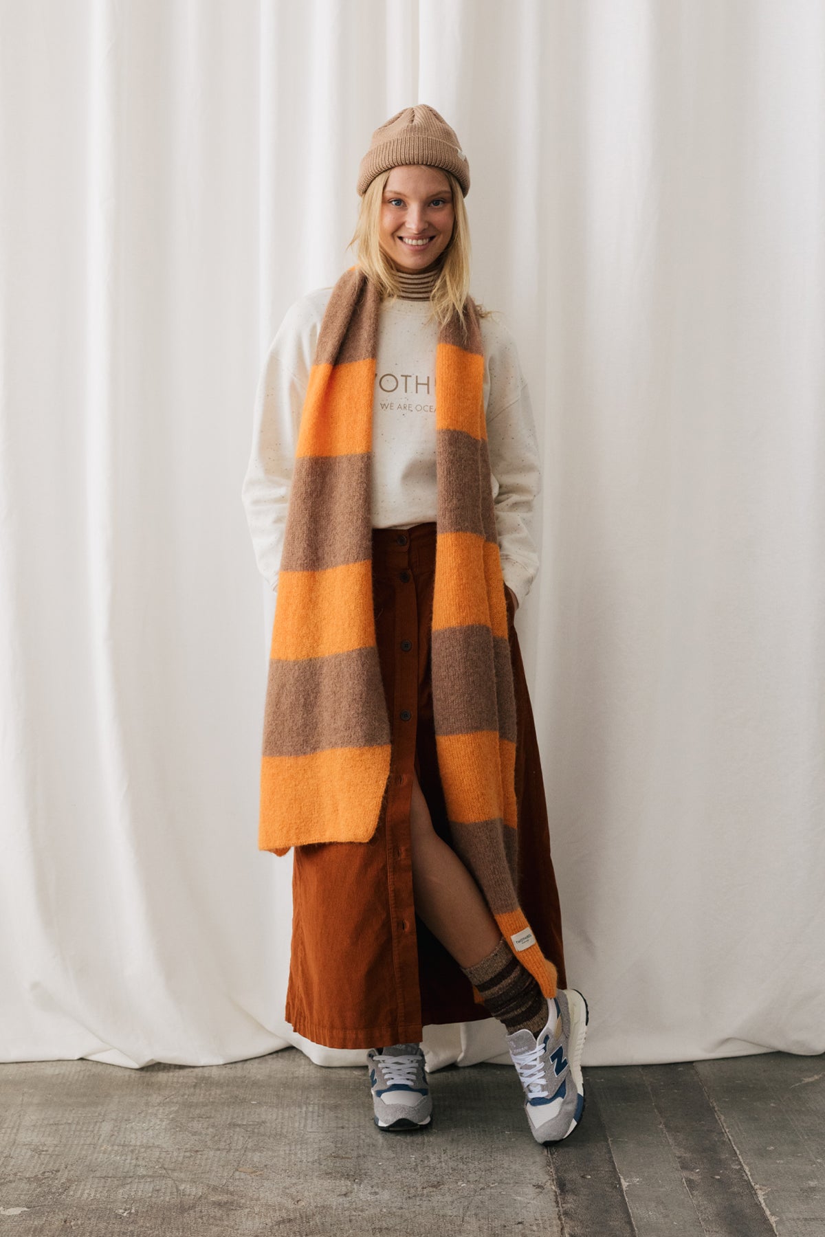 Bicolour Scarf - Orange/Cinnamon