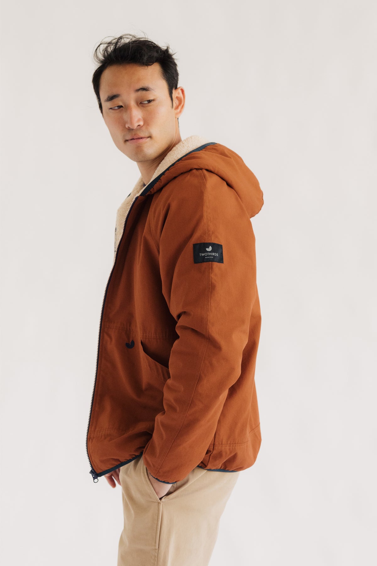 technical orange hooded men jacket