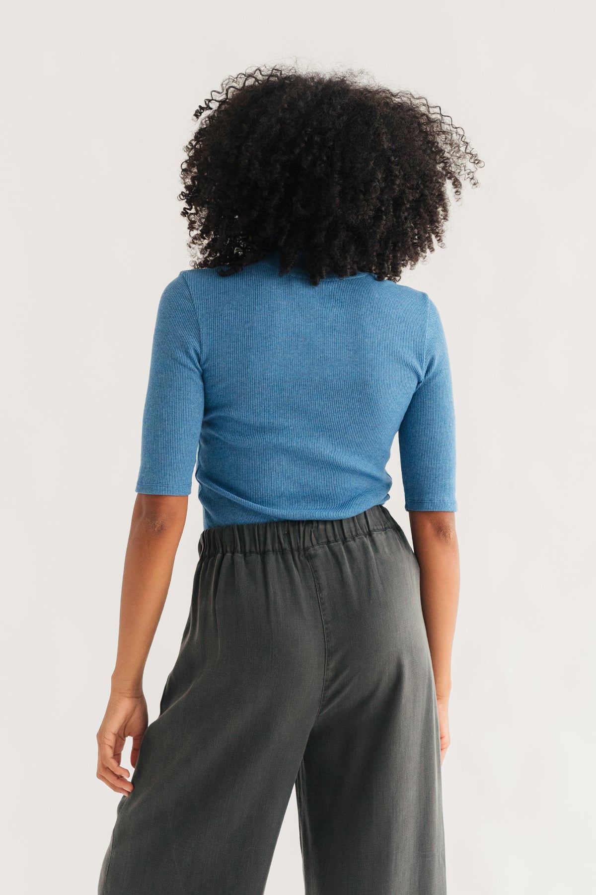 lightweight sustainable blue basic shirt for women