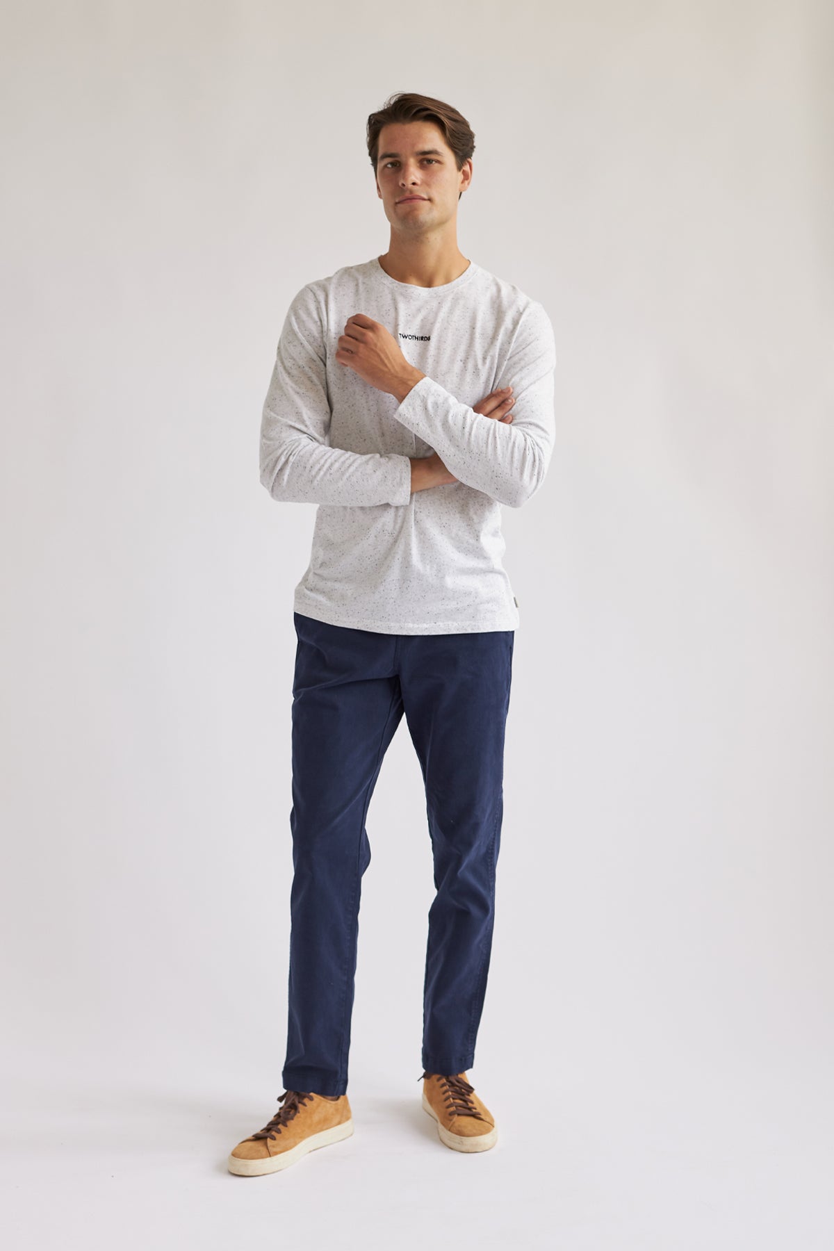 sustainable brushed blue cotton pants