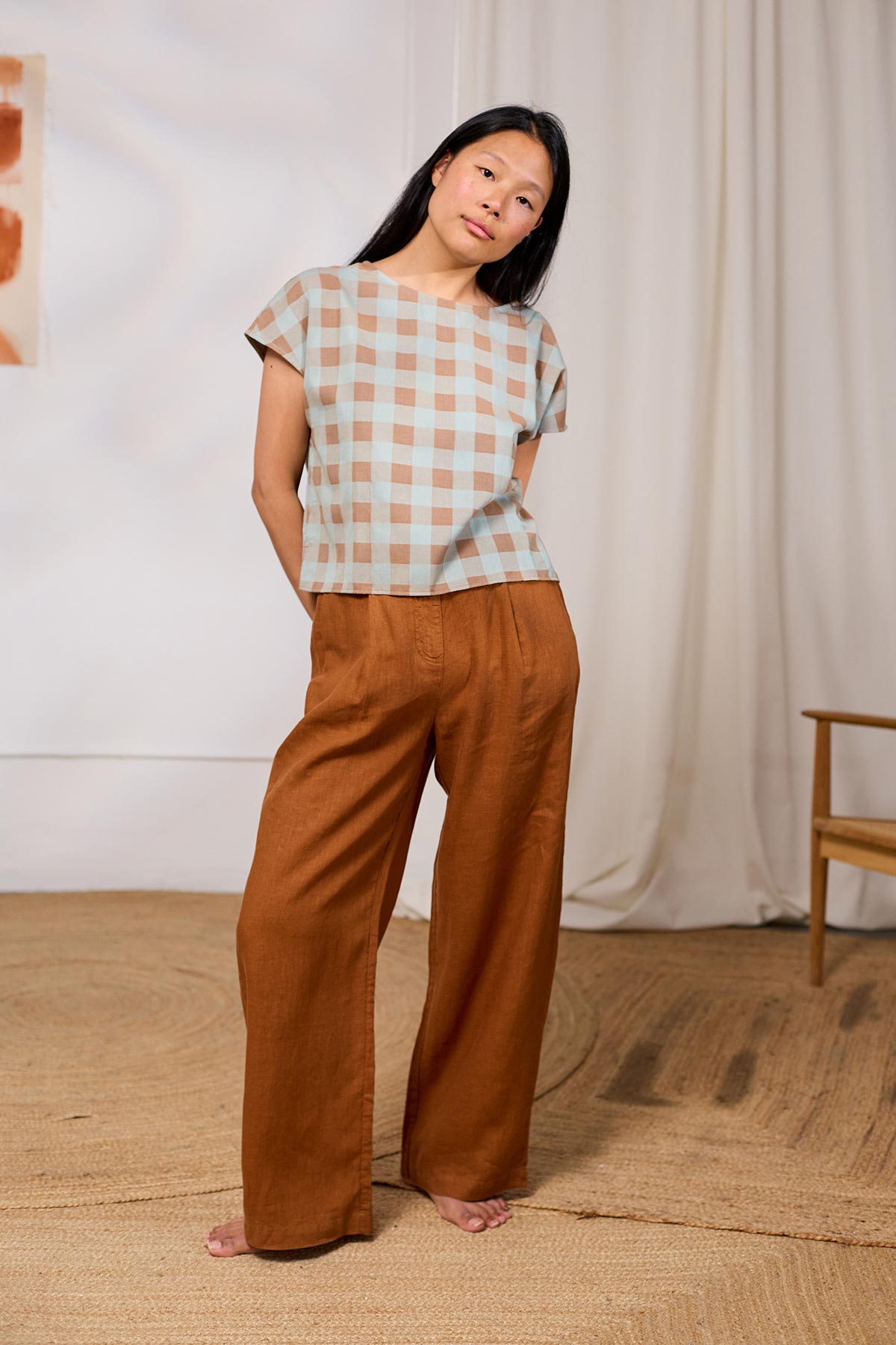 bicolour checkered summer shirt