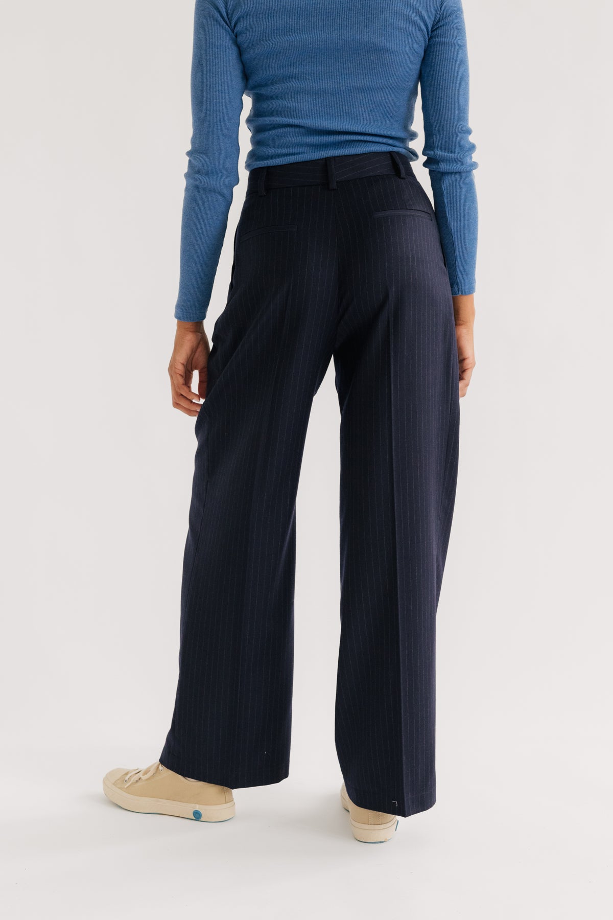 meta-preview, wide leg pinstripe pants for women